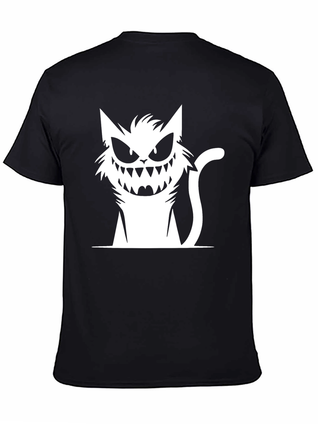 Creepy Cat Graphic Black T-Shirt