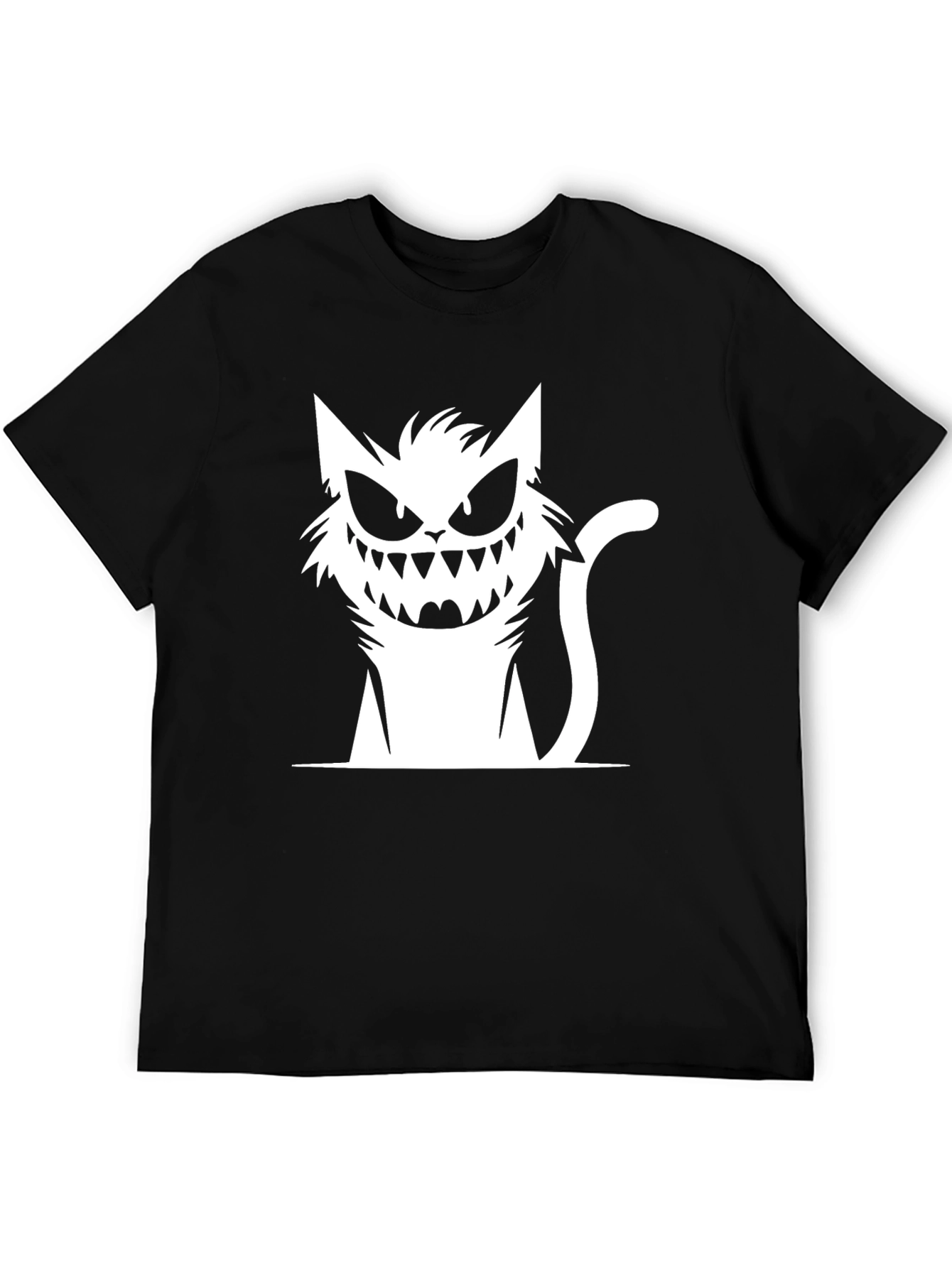 Creepy Cat Graphic Black T-Shirt