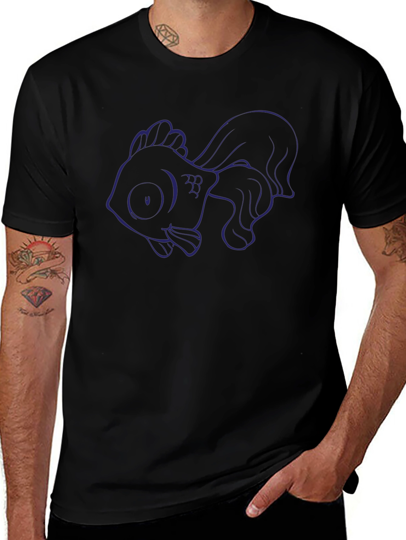 Goldfish Outline Black Graphic Tee