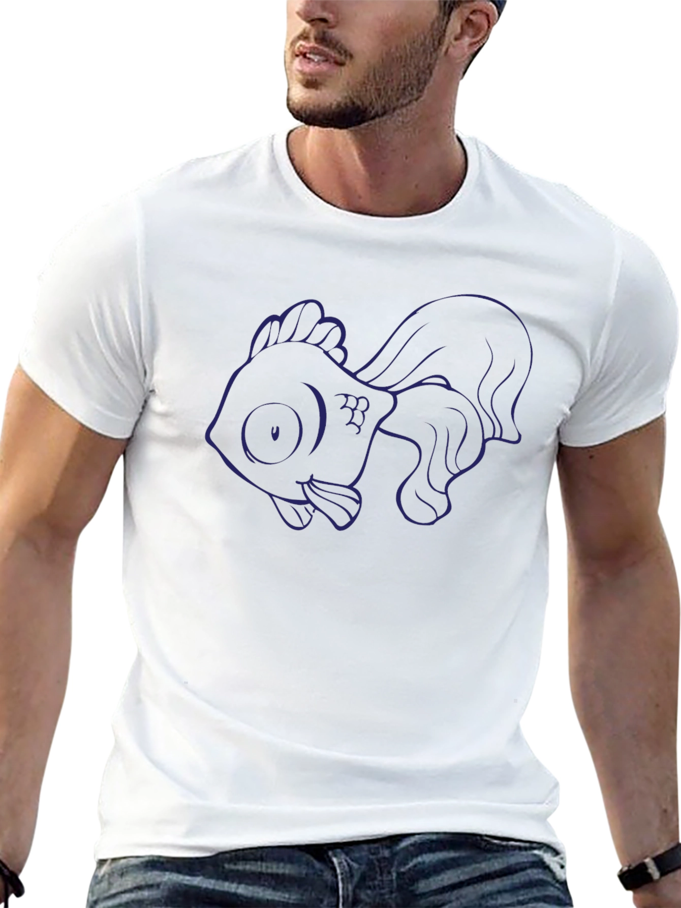 Goldfish Outline Black Graphic Tee