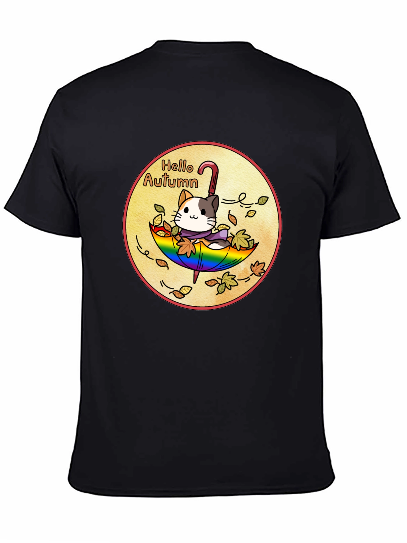 Autumn Cat Umbrella Graphic Tee - Unisex
