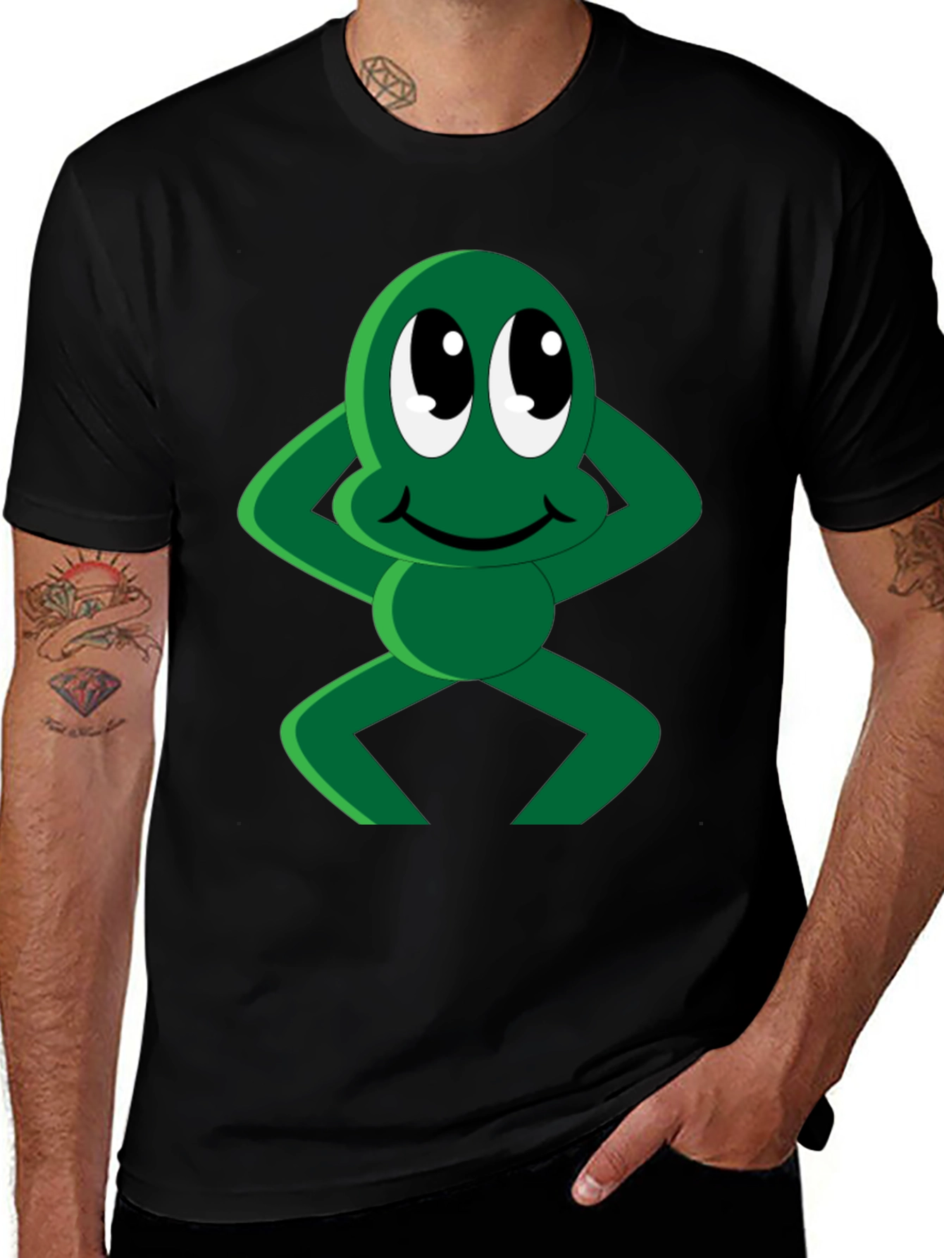 Funny Cartoon Frog Graphic T-Shirt