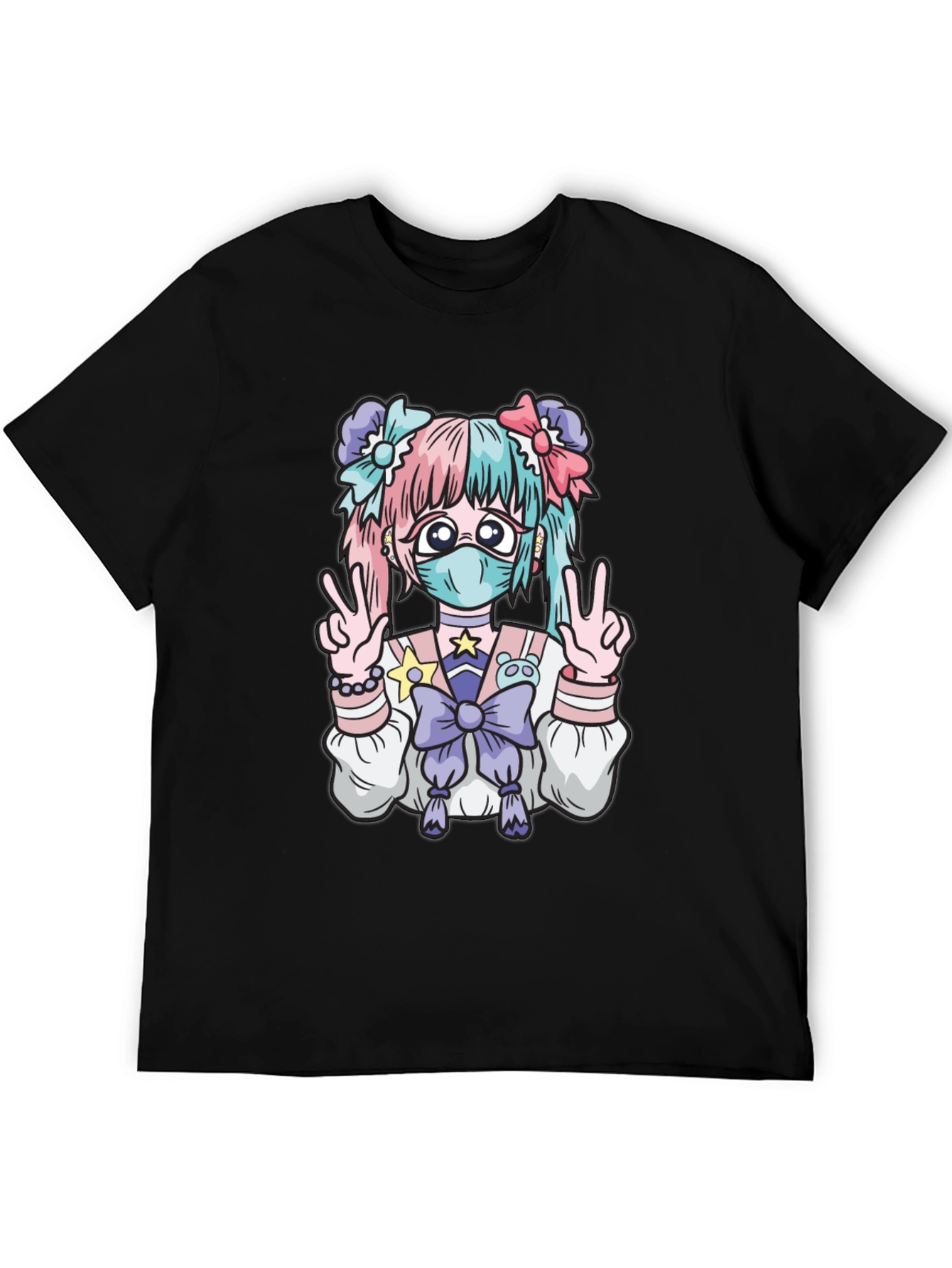 Anime Girl Graphic Black T-Shirt