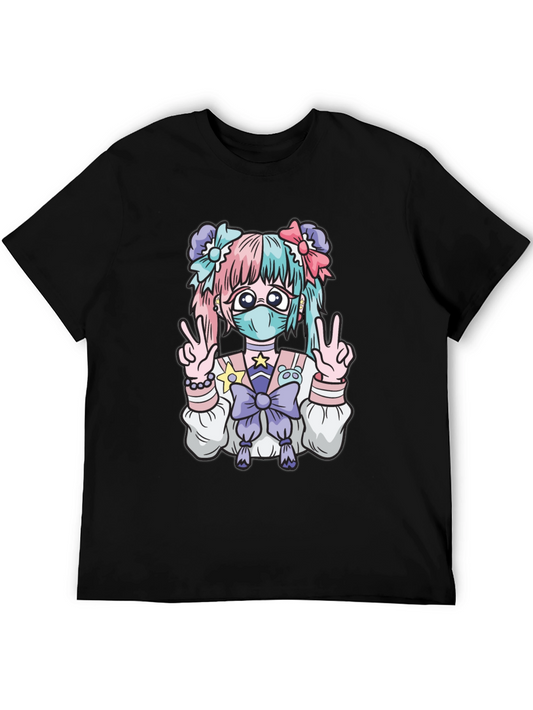 Anime Girl Graphic Black T-Shirt