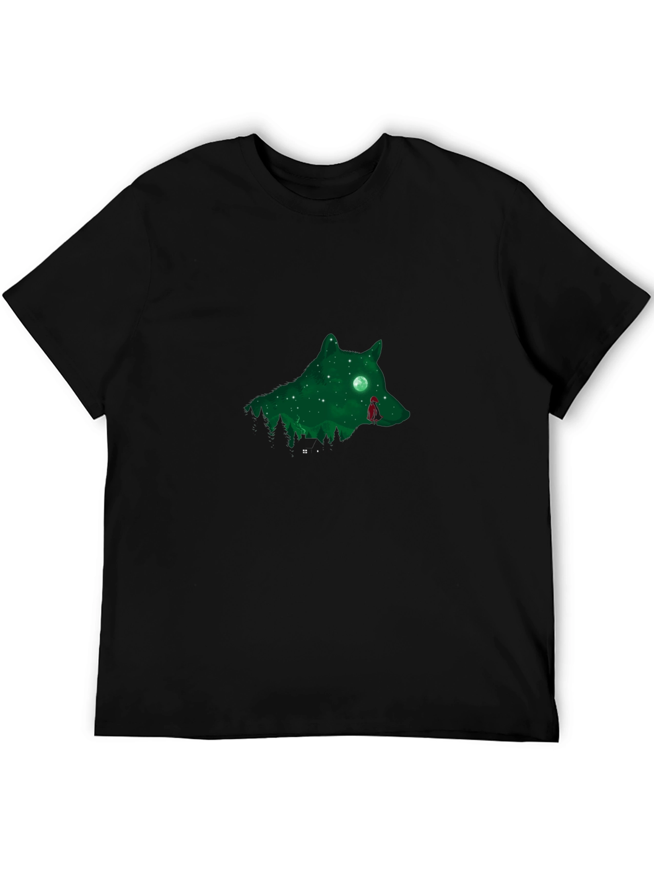 Wolf Silhouette Graphic Black T-Shirt