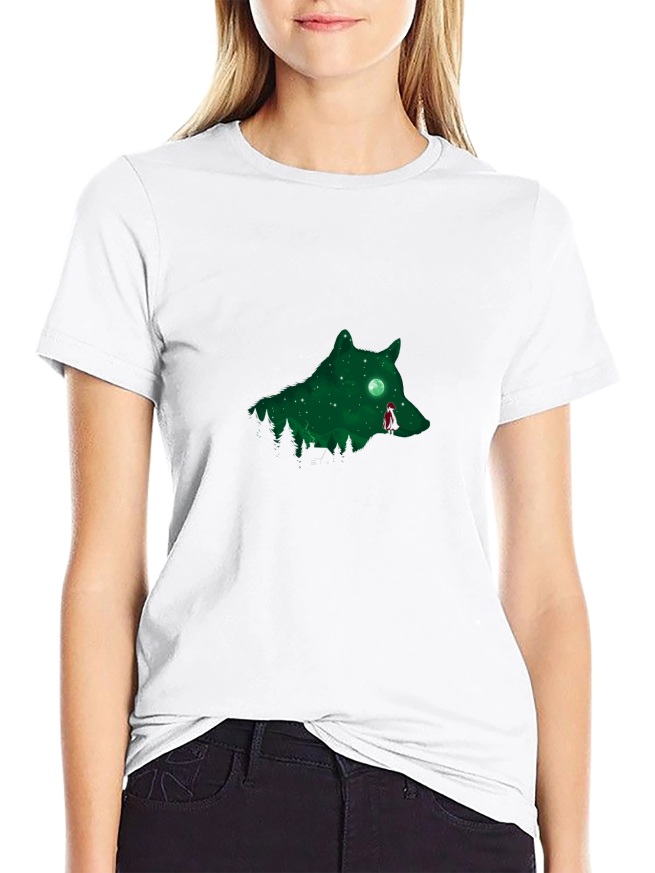 Wolf Silhouette Graphic Black T-Shirt