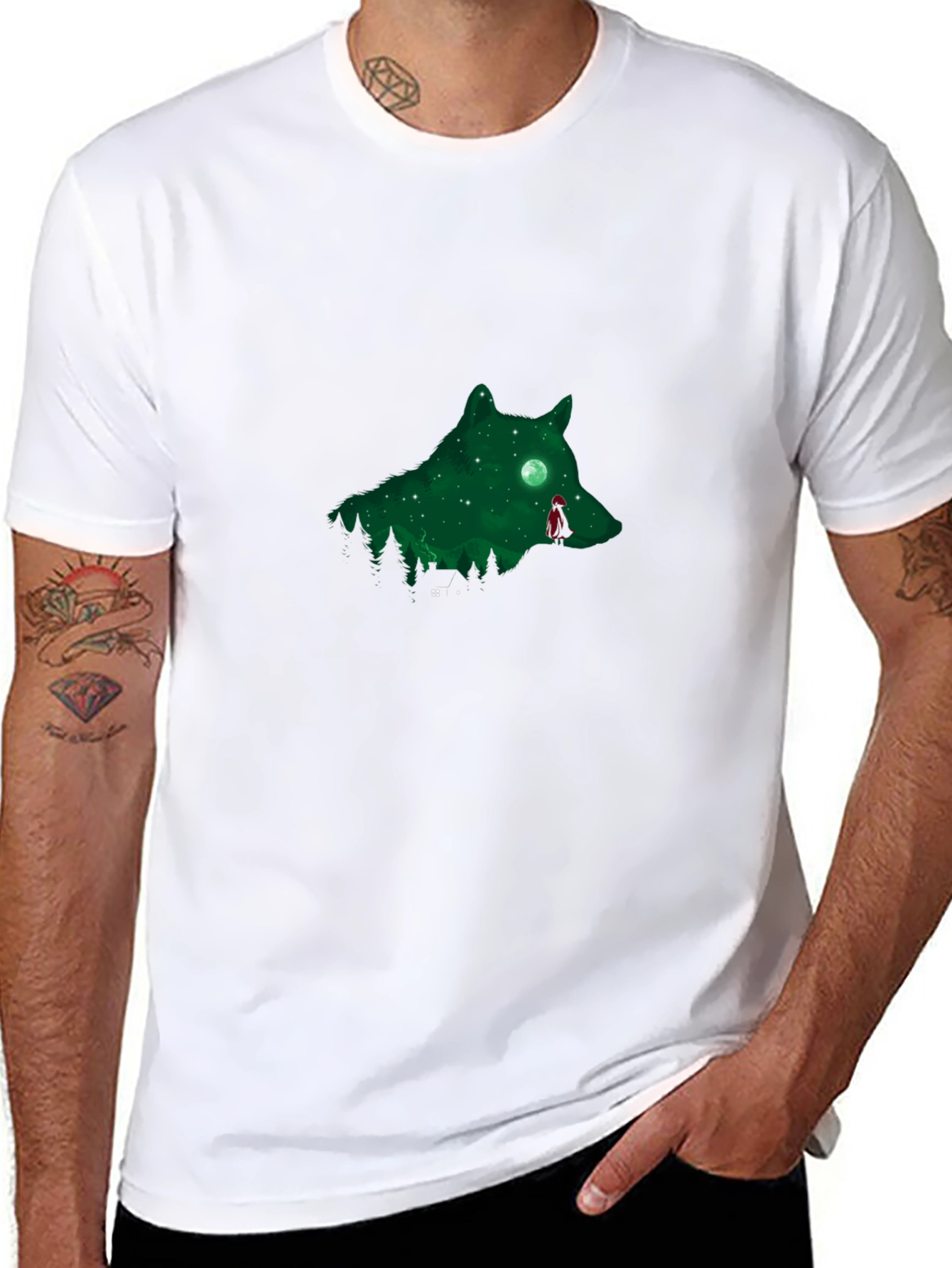Wolf Silhouette Graphic Black T-Shirt