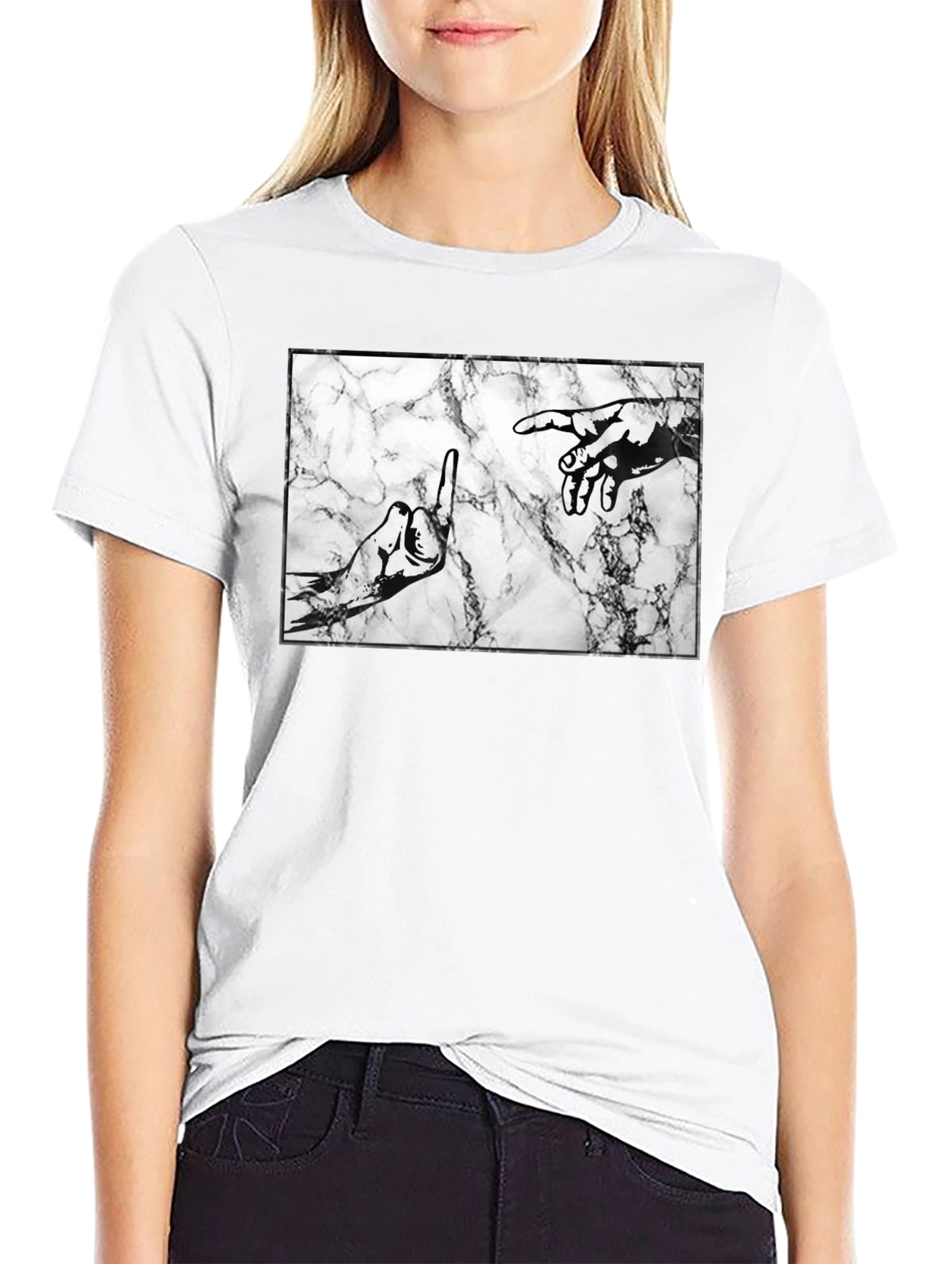 Middle Finger Creation T-Shirt - Marble Background