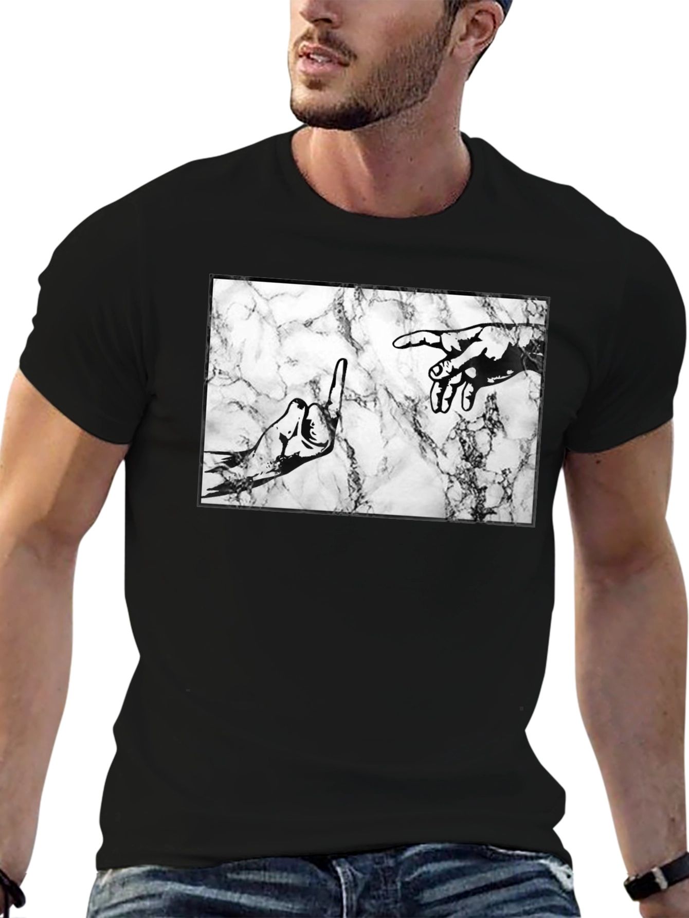 Middle Finger Creation T-Shirt - Marble Background