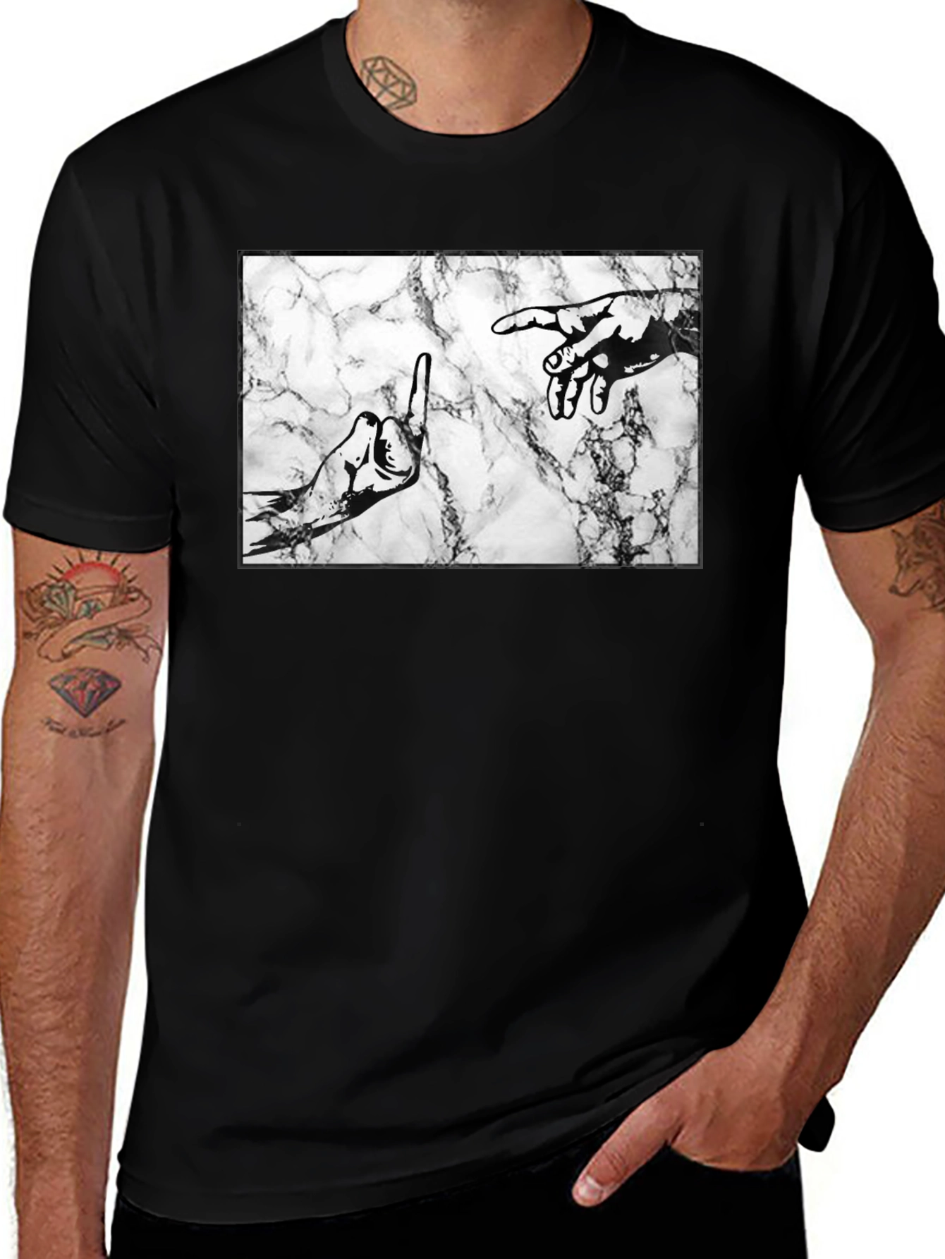 Middle Finger Creation T-Shirt - Marble Background