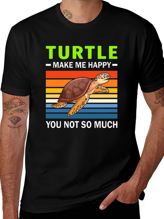 Turtle Make Me Happy T-Shirt - Cute Animal Graphic Tee