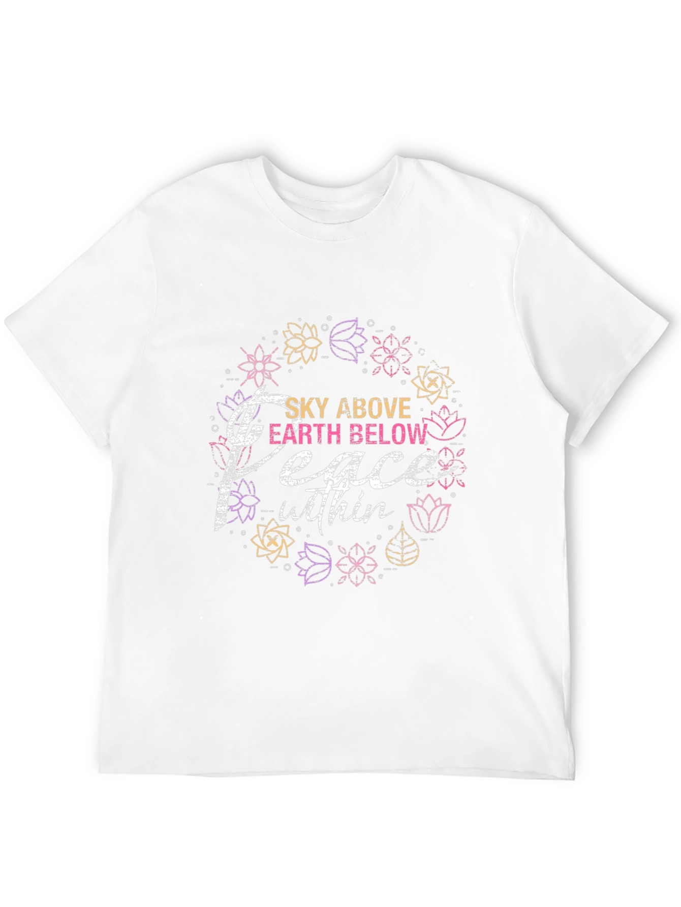 Peace Within Black T-Shirt - Floral Design
