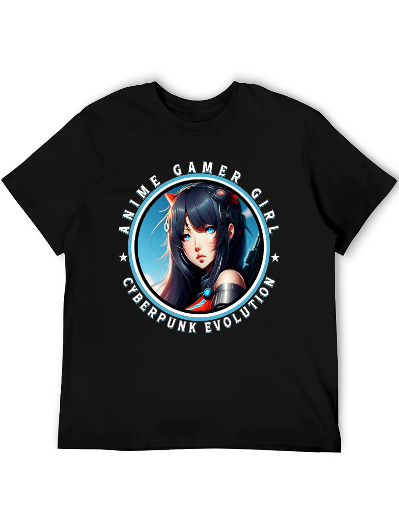 Anime Gamer Girl Cyberpunk Evolution Graphic T-Shirt