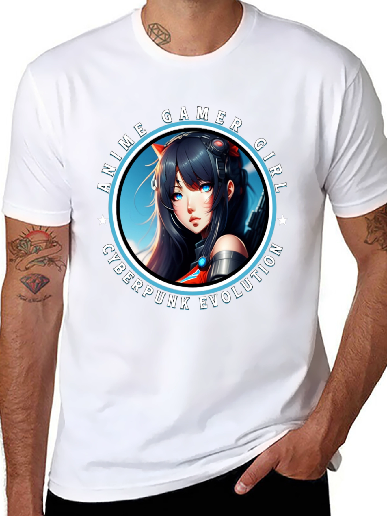 Anime Gamer Girl Cyberpunk Evolution Graphic T-Shirt