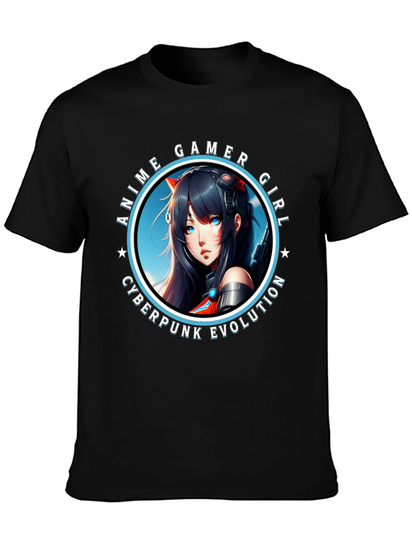 Anime Gamer Girl Cyberpunk Evolution Graphic T-Shirt