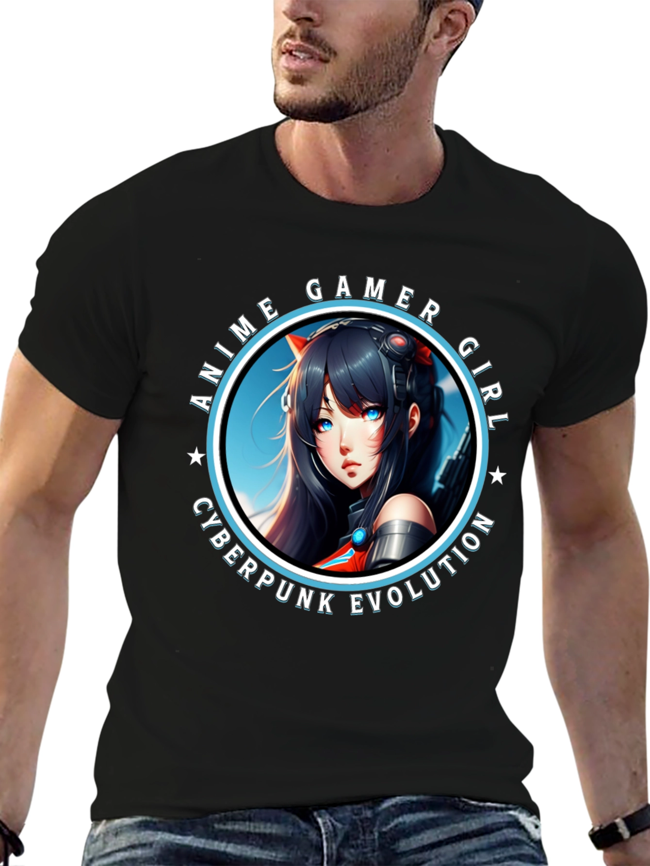 Anime Gamer Girl Cyberpunk Evolution Graphic T-Shirt
