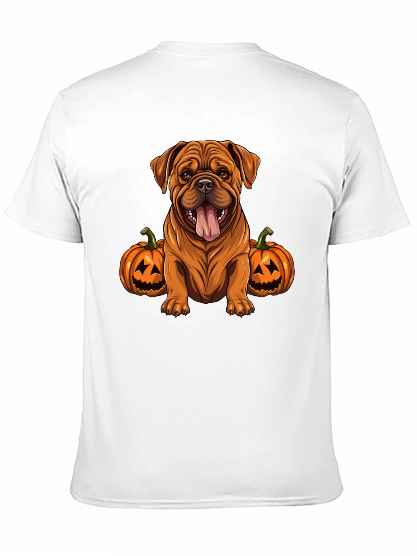 Dog Halloween T-Shirt: Cute Bulldog with Pumpkins