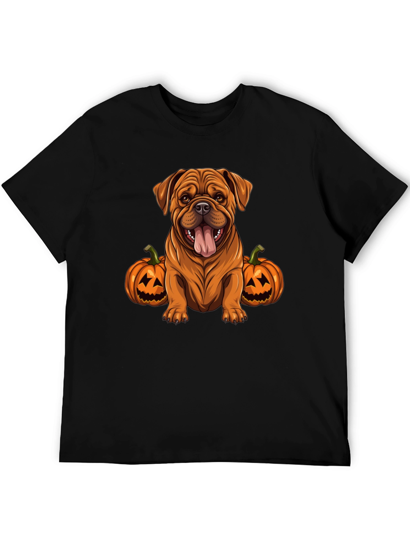 Dog Halloween T-Shirt: Cute Bulldog with Pumpkins