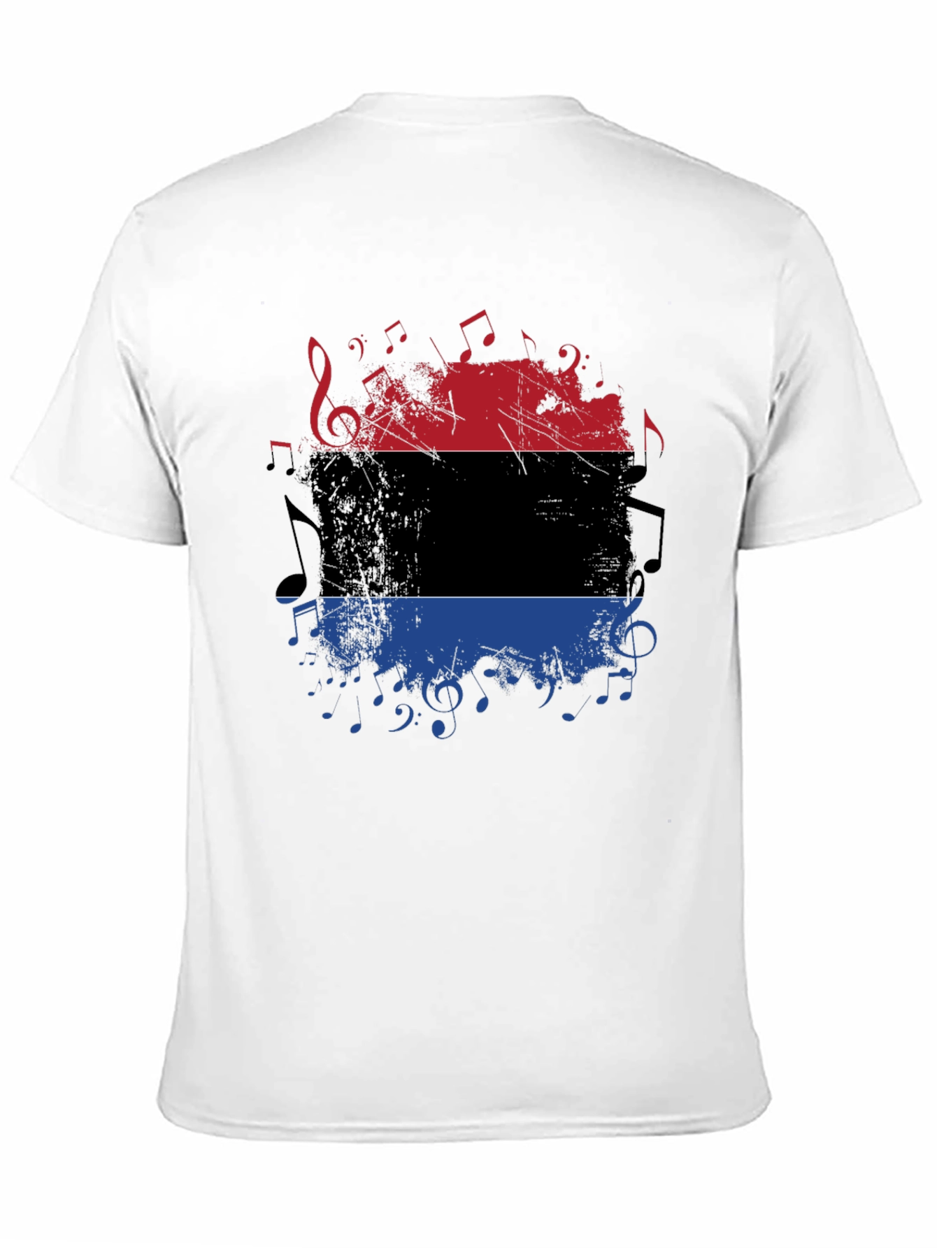 Music Inspired Graphic Tee - Red Black and Blue
