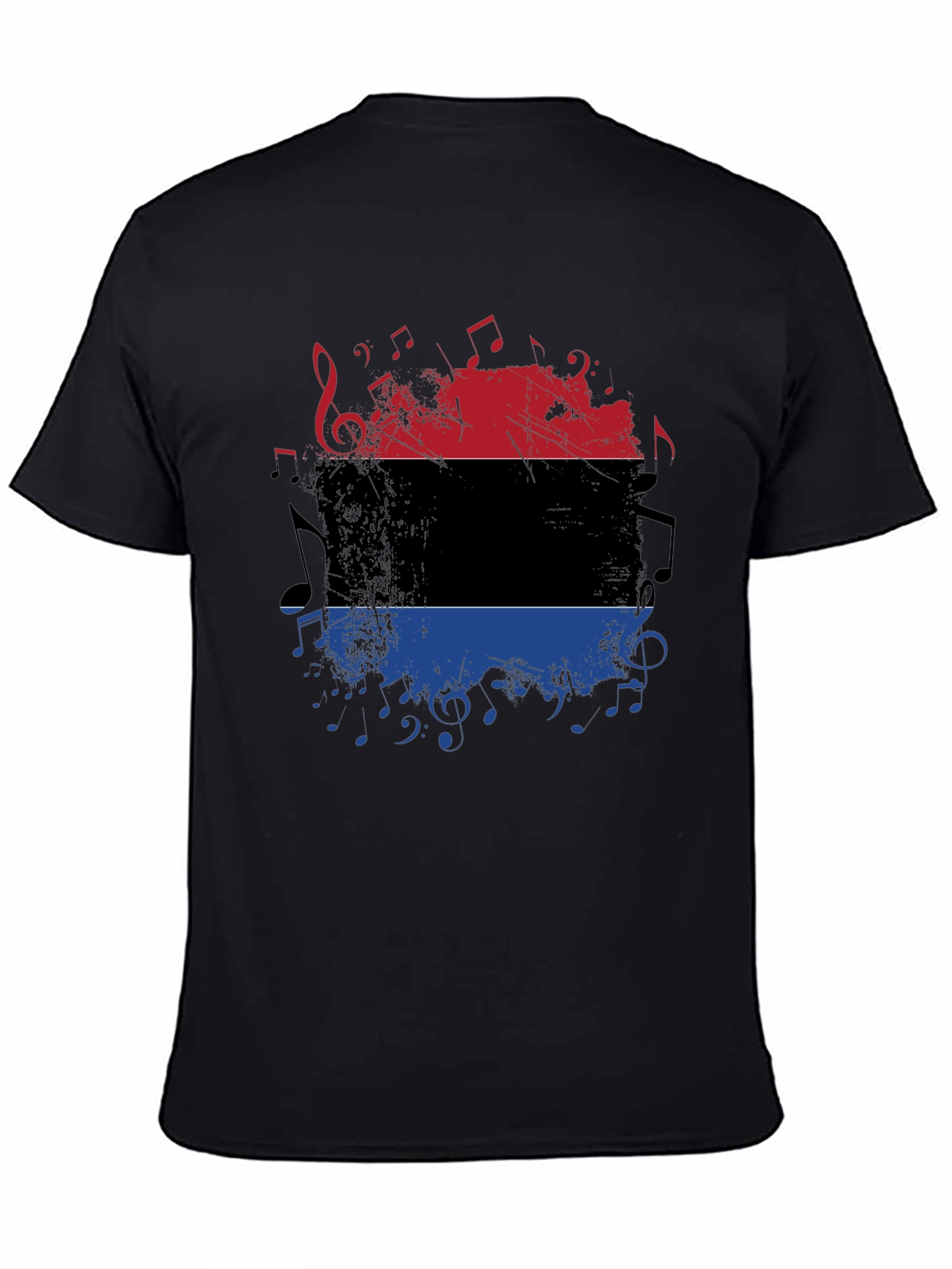 Music Inspired Graphic Tee - Red Black and Blue