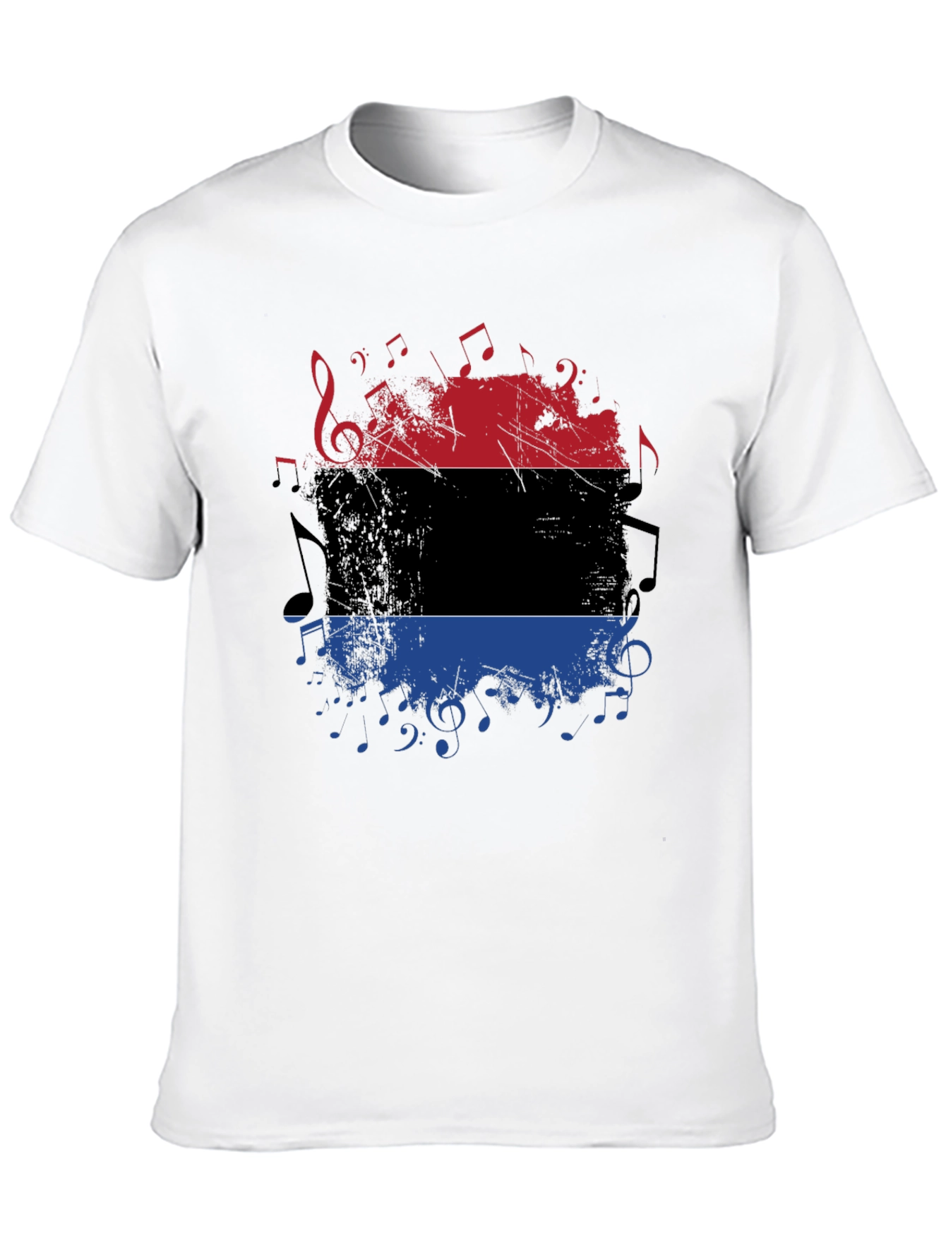 Music Inspired Graphic Tee - Red Black and Blue