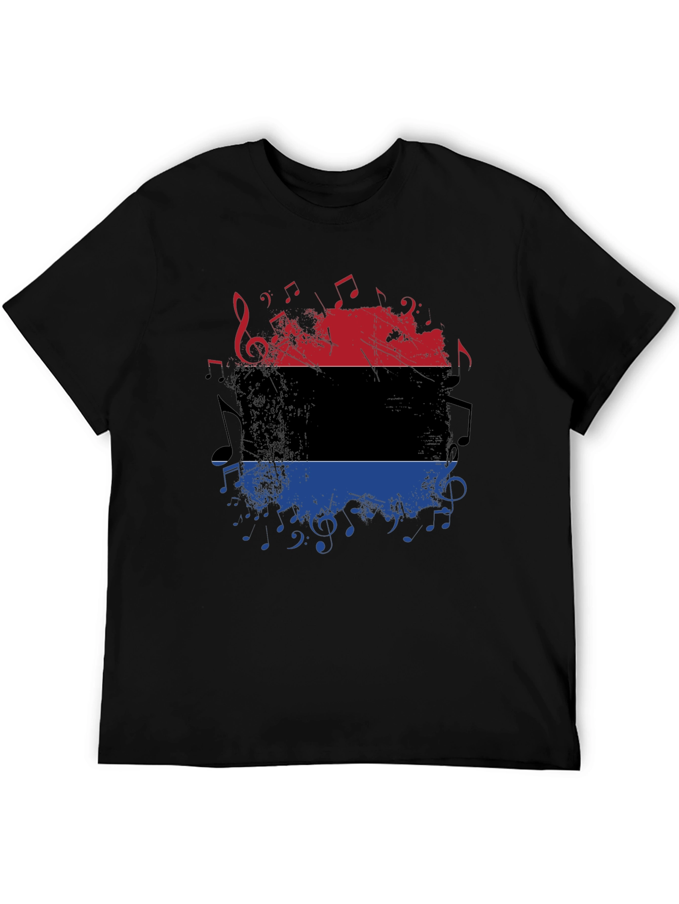 Music Inspired Graphic Tee - Red Black and Blue