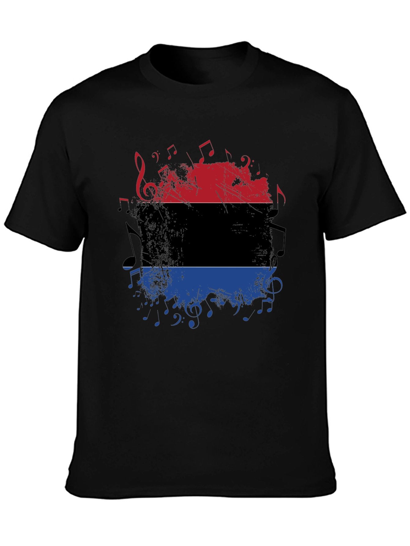 Music Inspired Graphic Tee - Red Black and Blue
