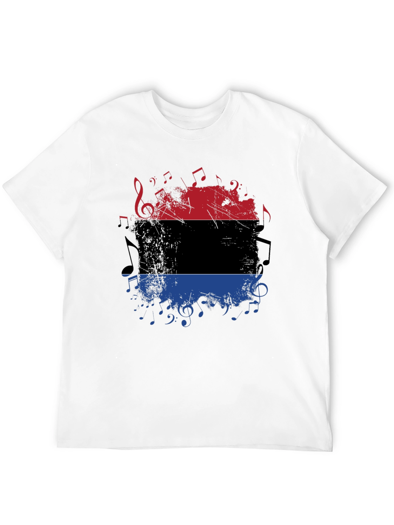 Music Inspired Graphic Tee - Red Black and Blue