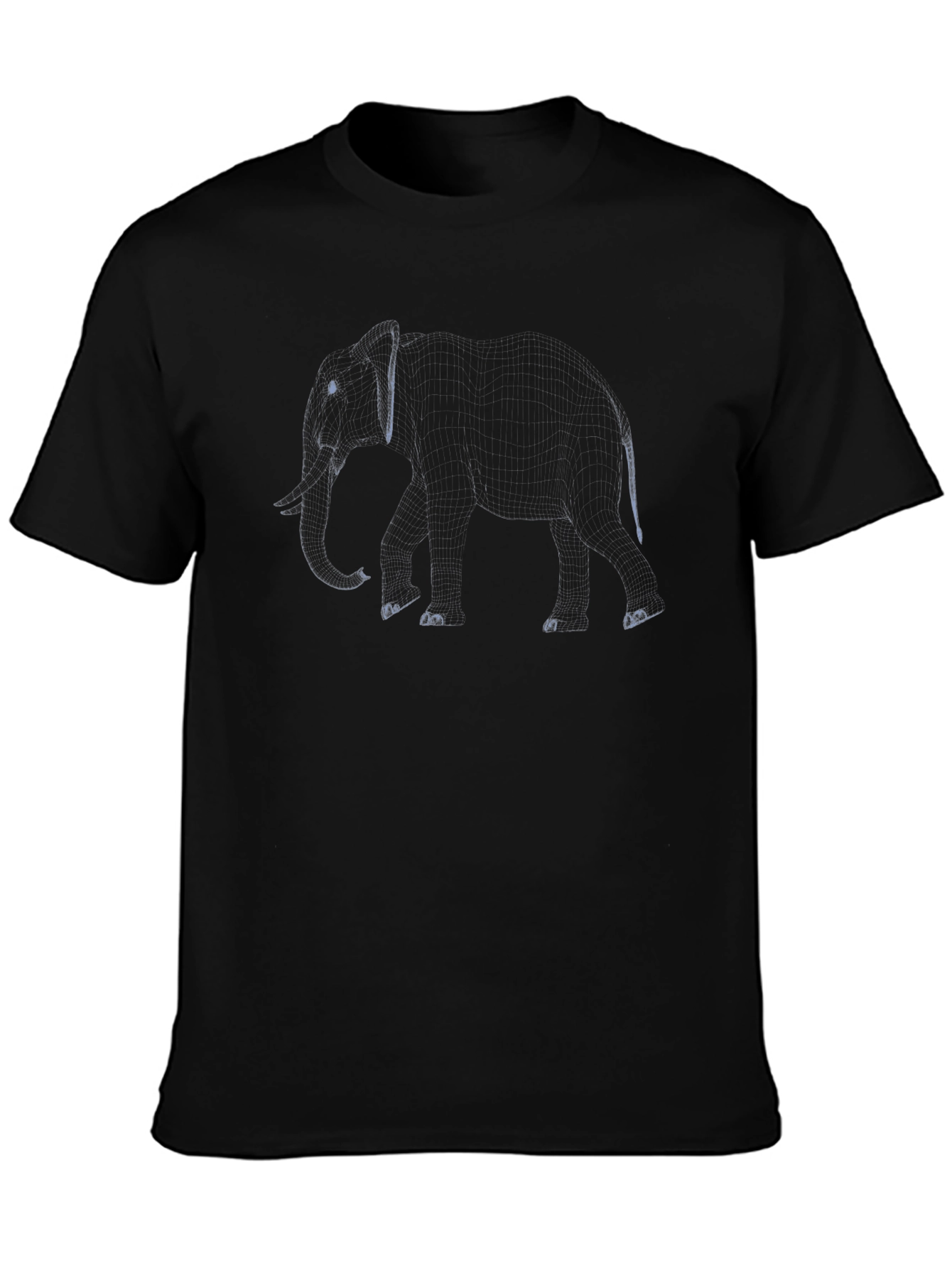 Elephant Outline Graphic Tee - Black Casual T-Shirt