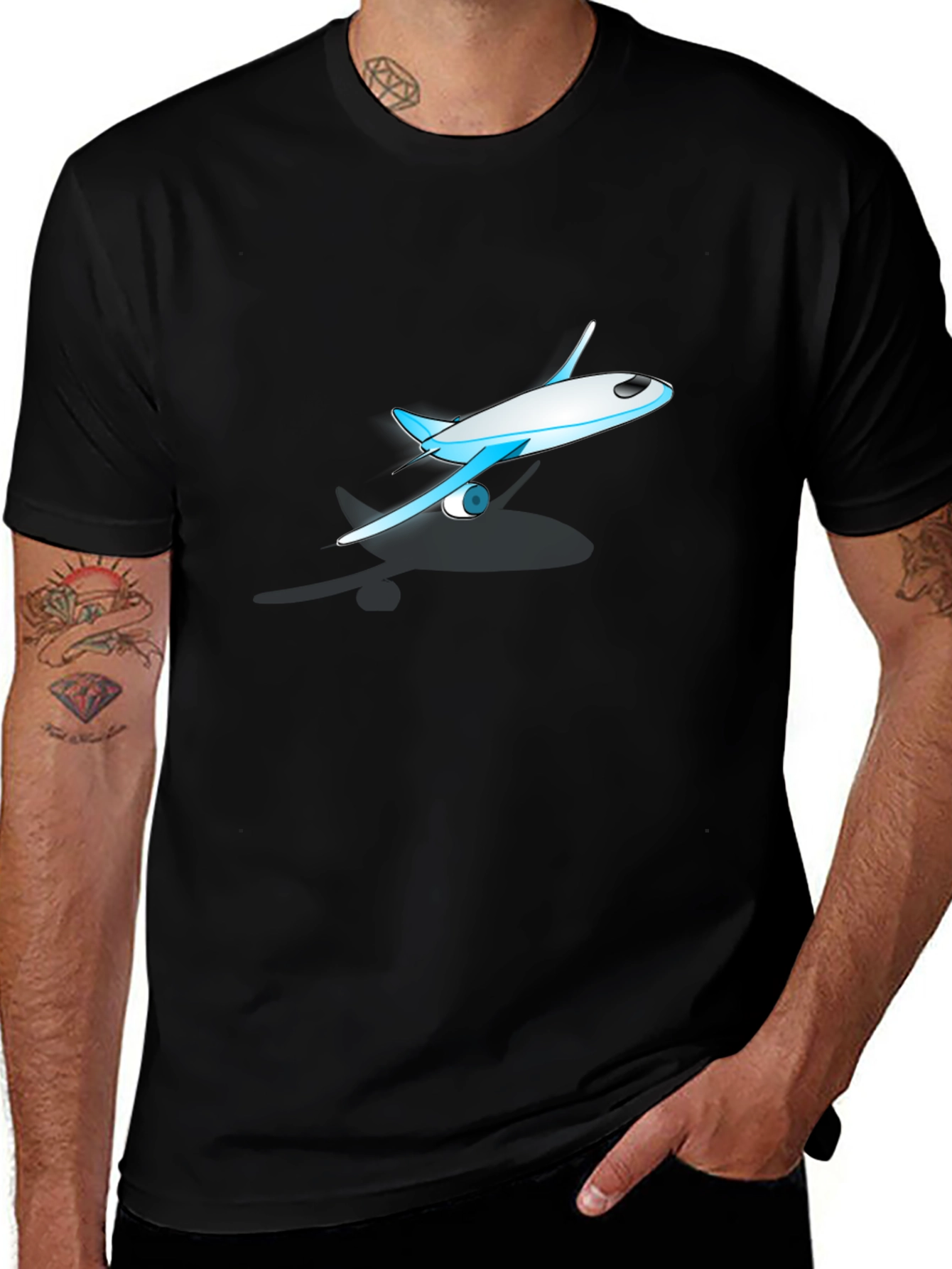 Airplane Graphic Black T-Shirt