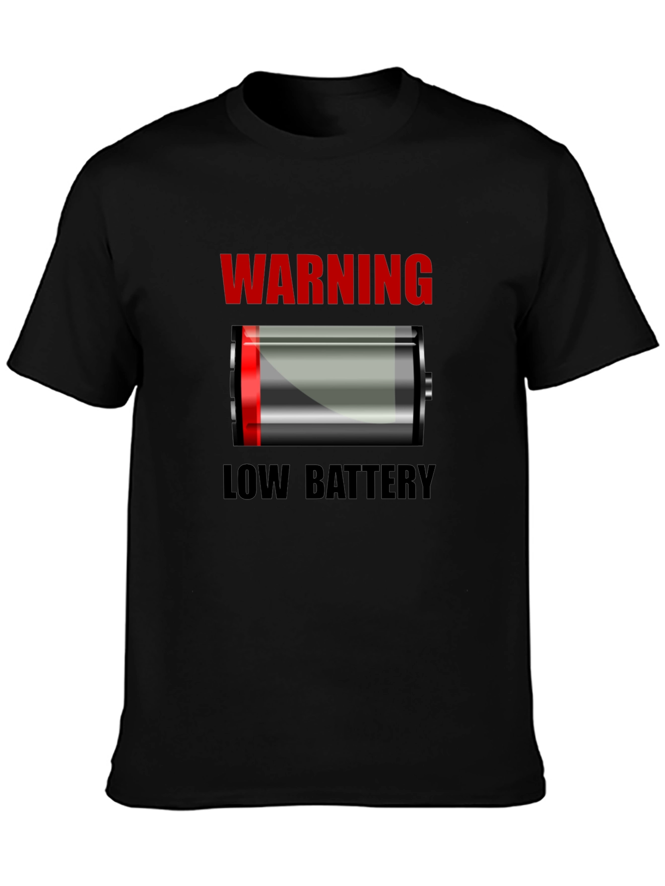Warning Low Battery T-Shirt - Novelty Graphic Tee