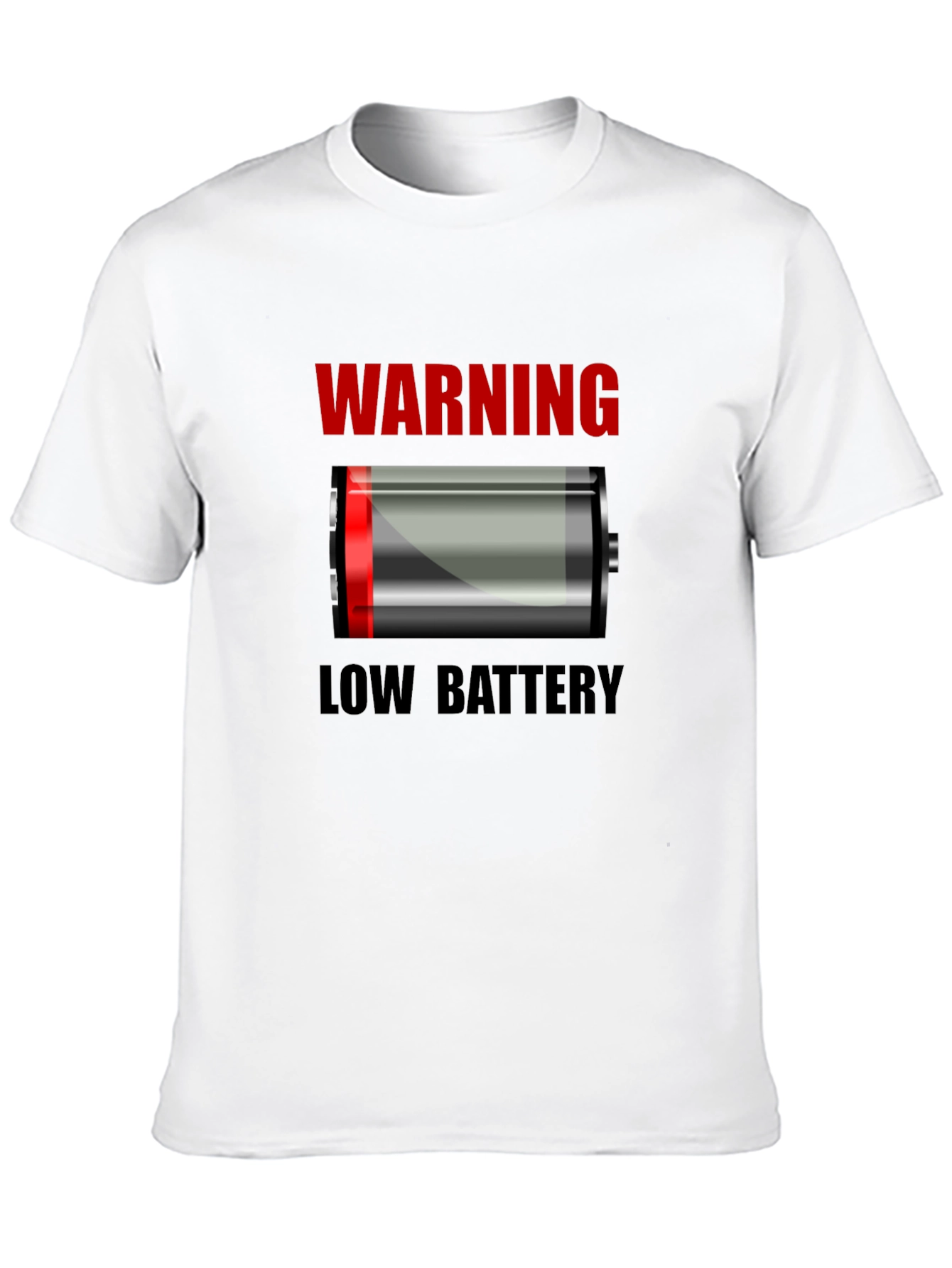 Warning Low Battery T-Shirt - Novelty Graphic Tee