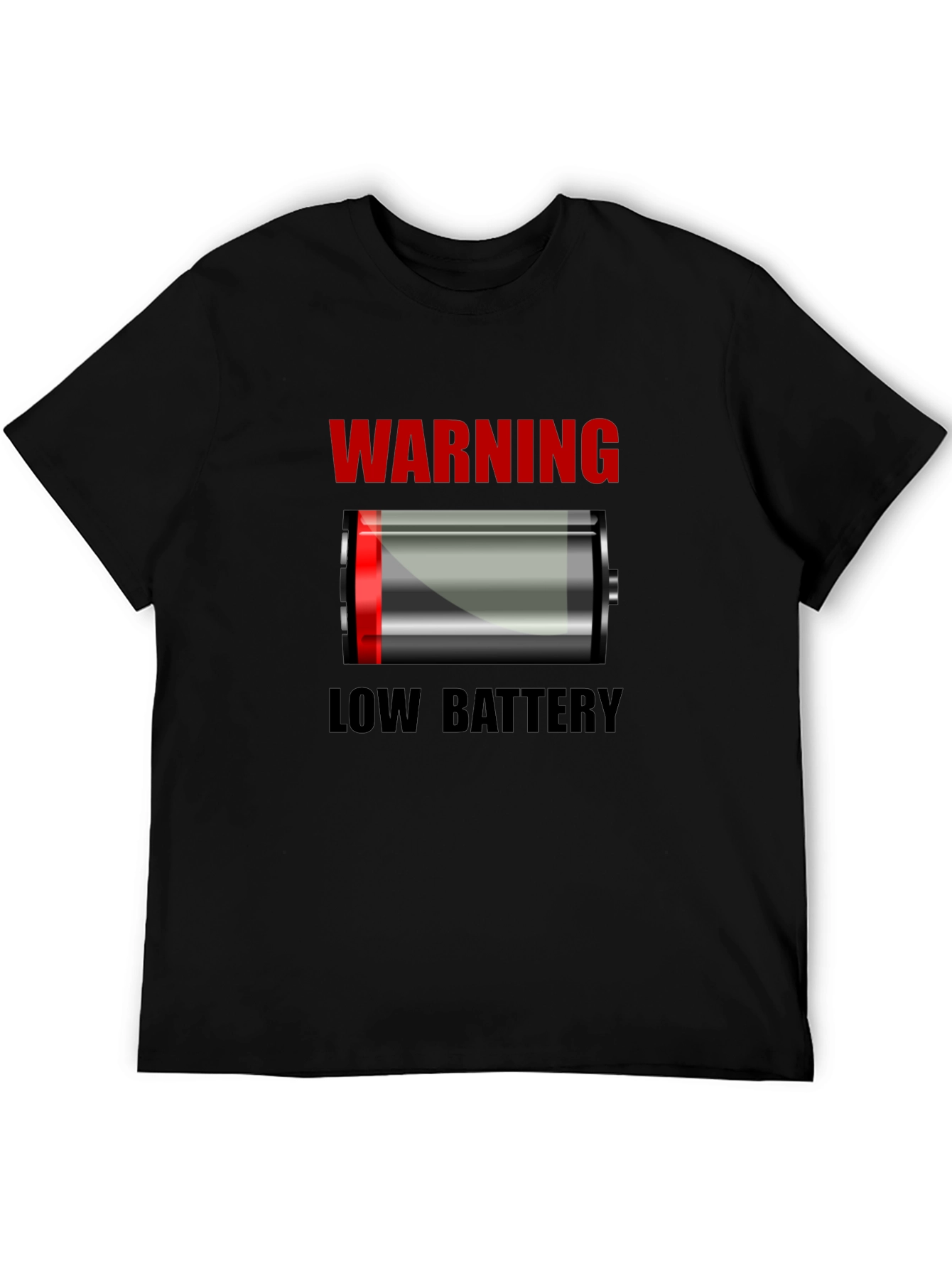 Warning Low Battery T-Shirt - Novelty Graphic Tee