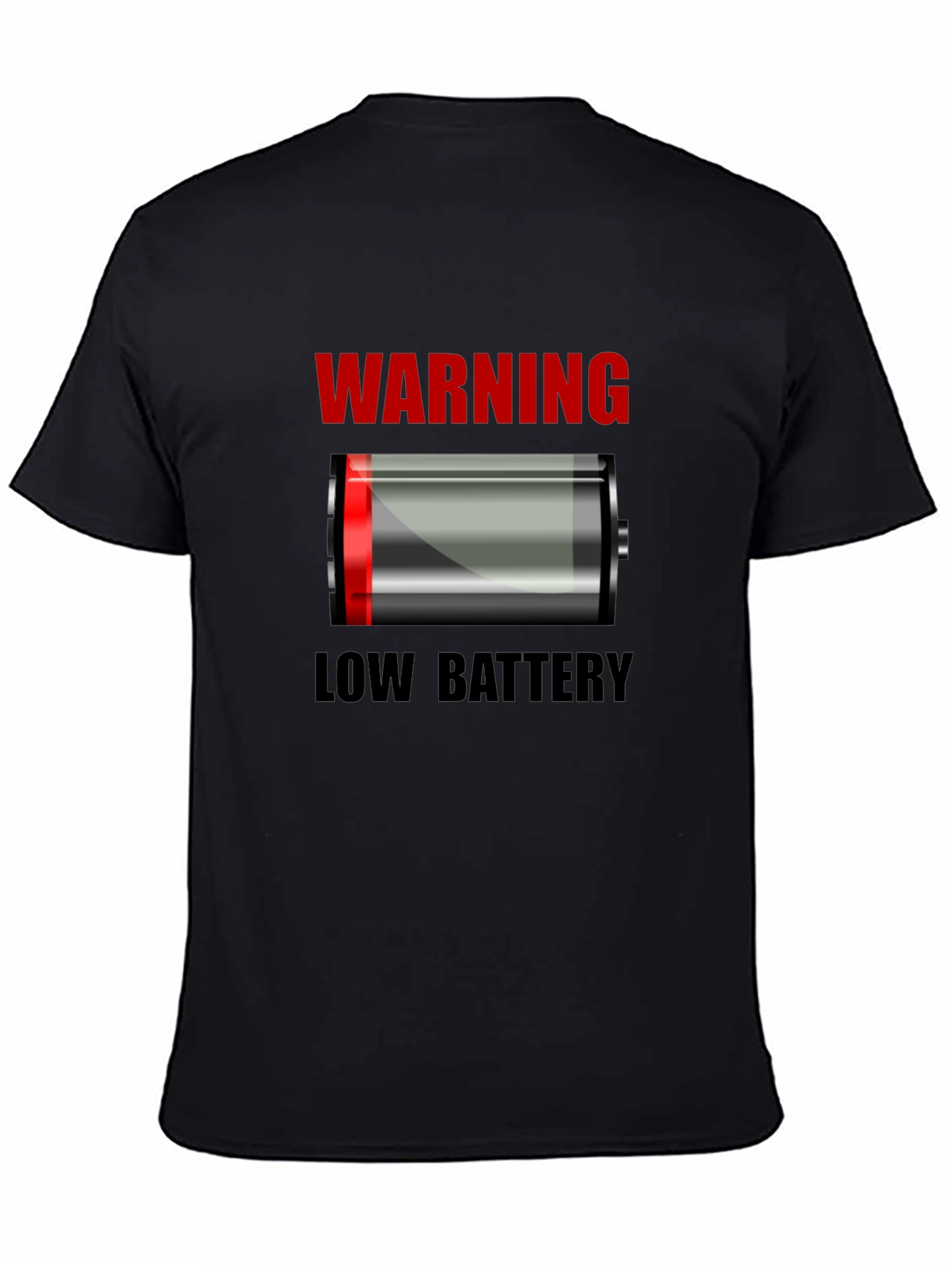 Warning Low Battery T-Shirt - Novelty Graphic Tee
