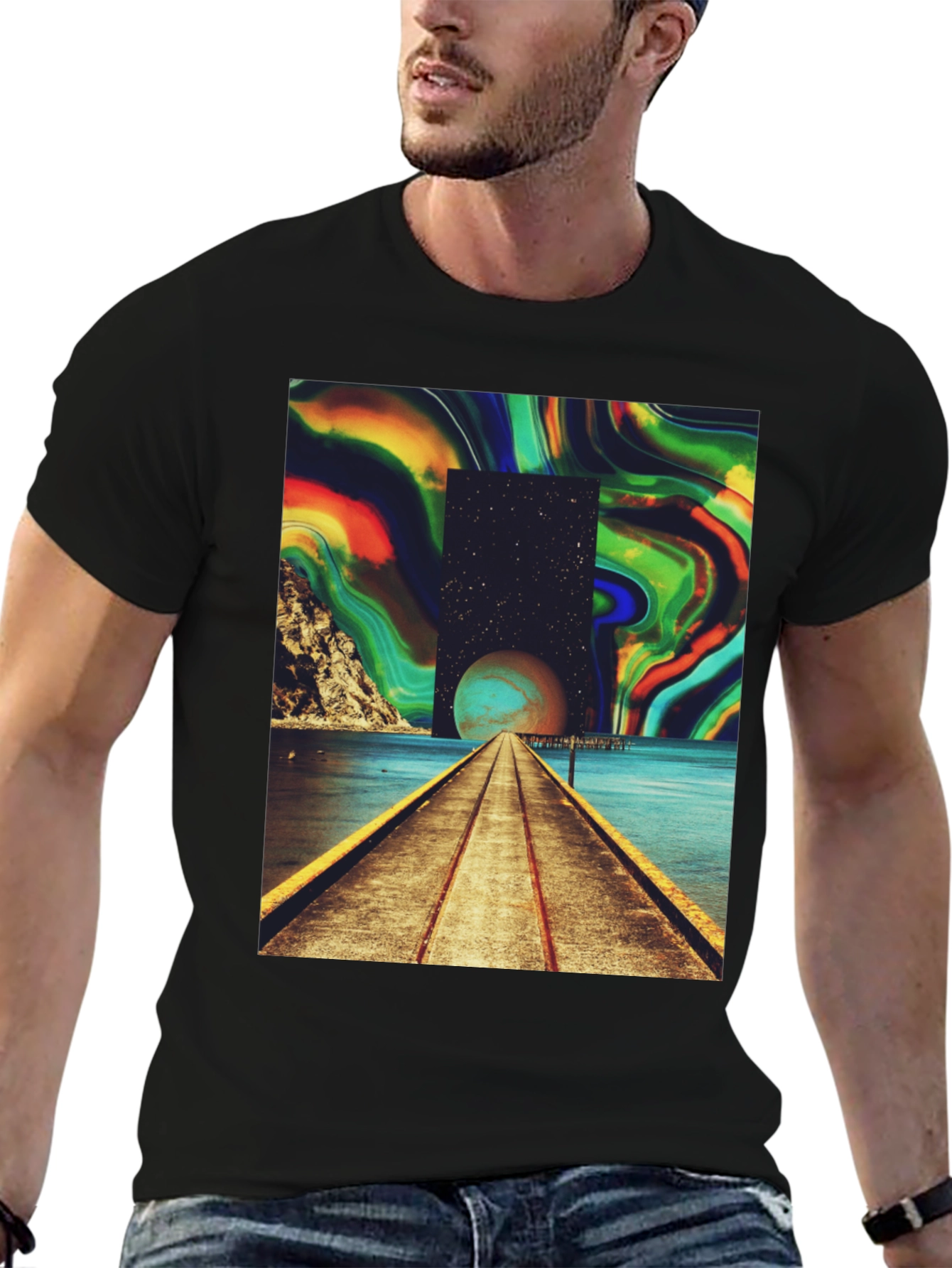 Surreal Pathway Graphic Tee - Unisex Black T-Shirt