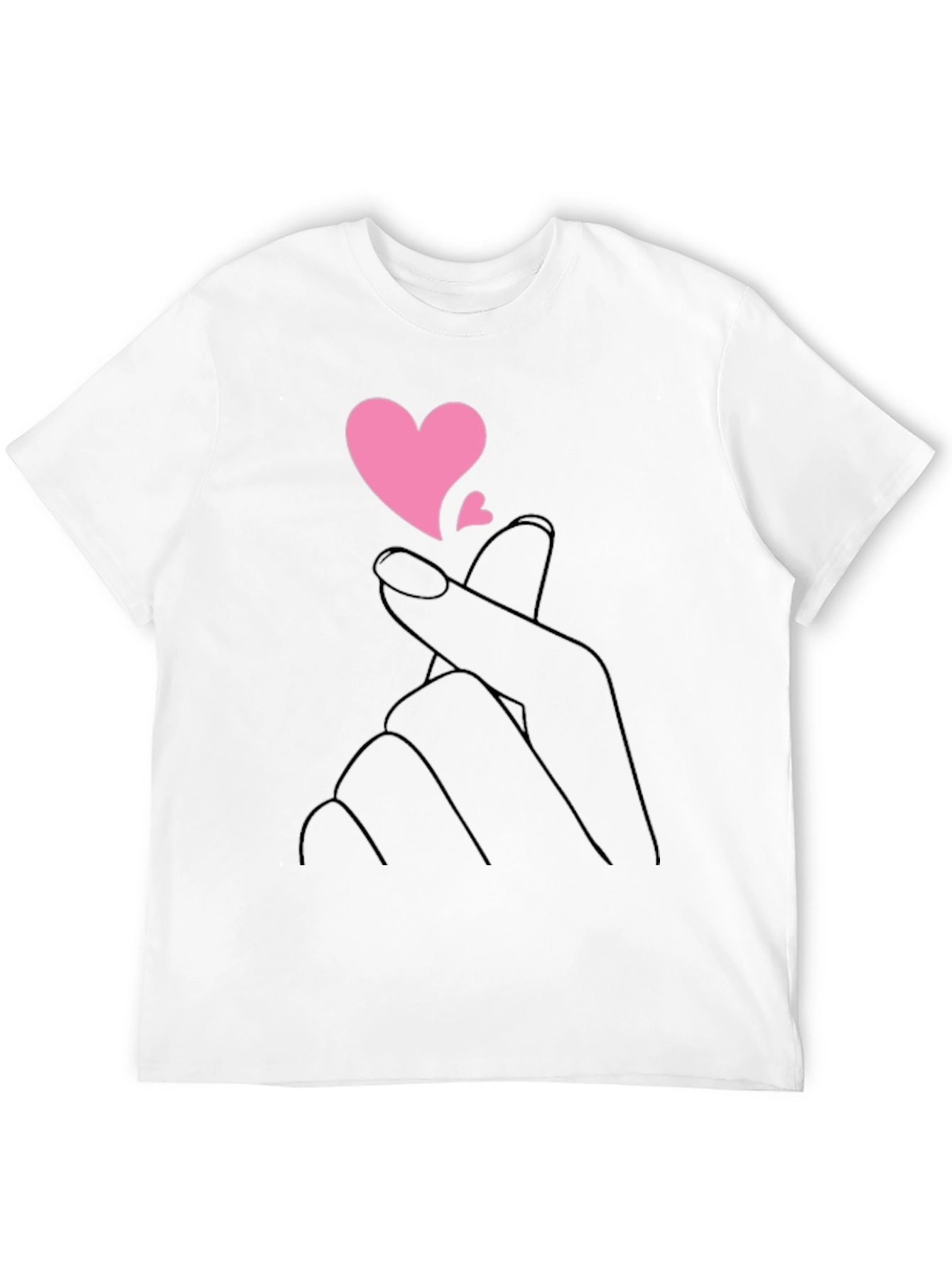 Black T-Shirt with Heart Fingers Graphic