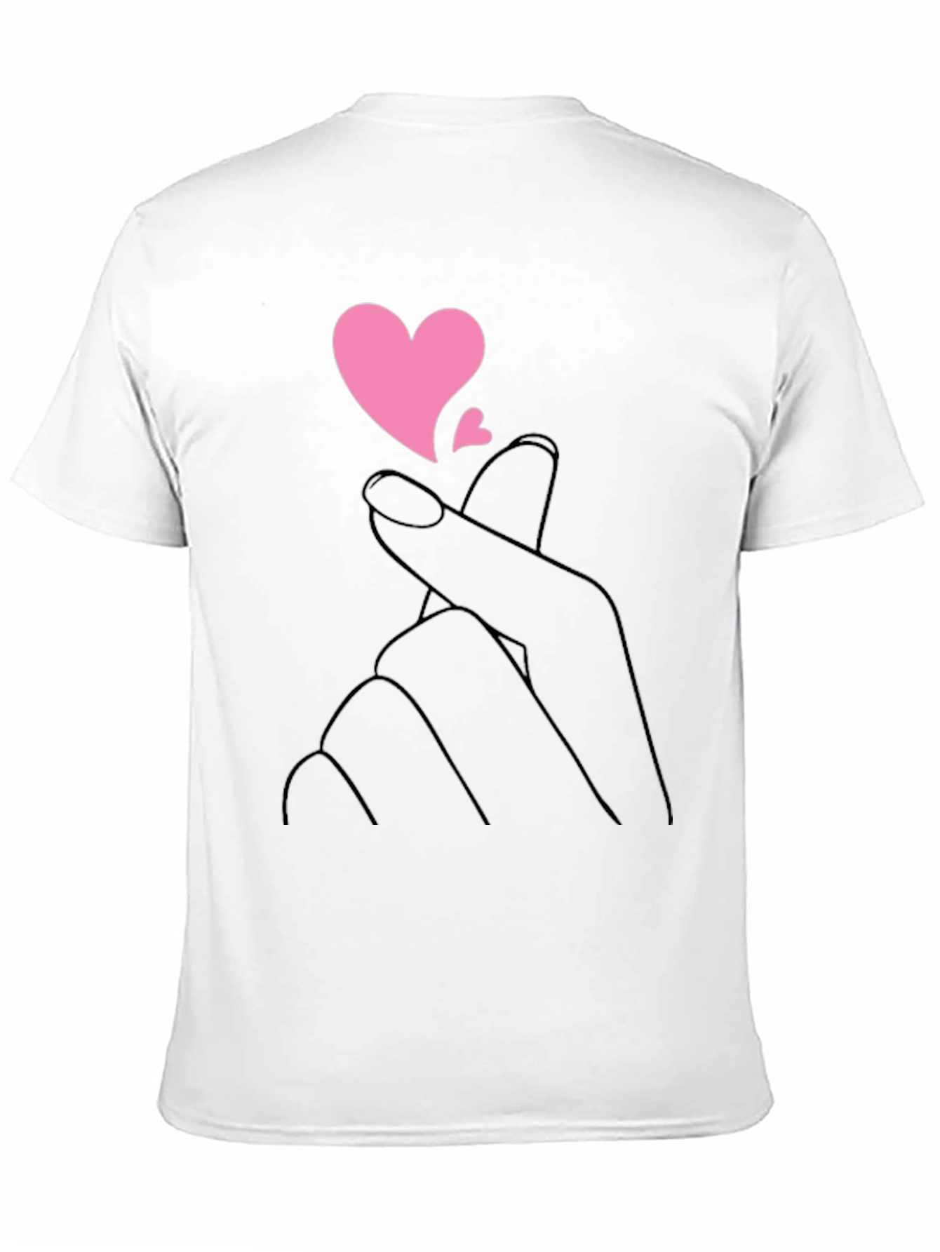 Black T-Shirt with Heart Fingers Graphic