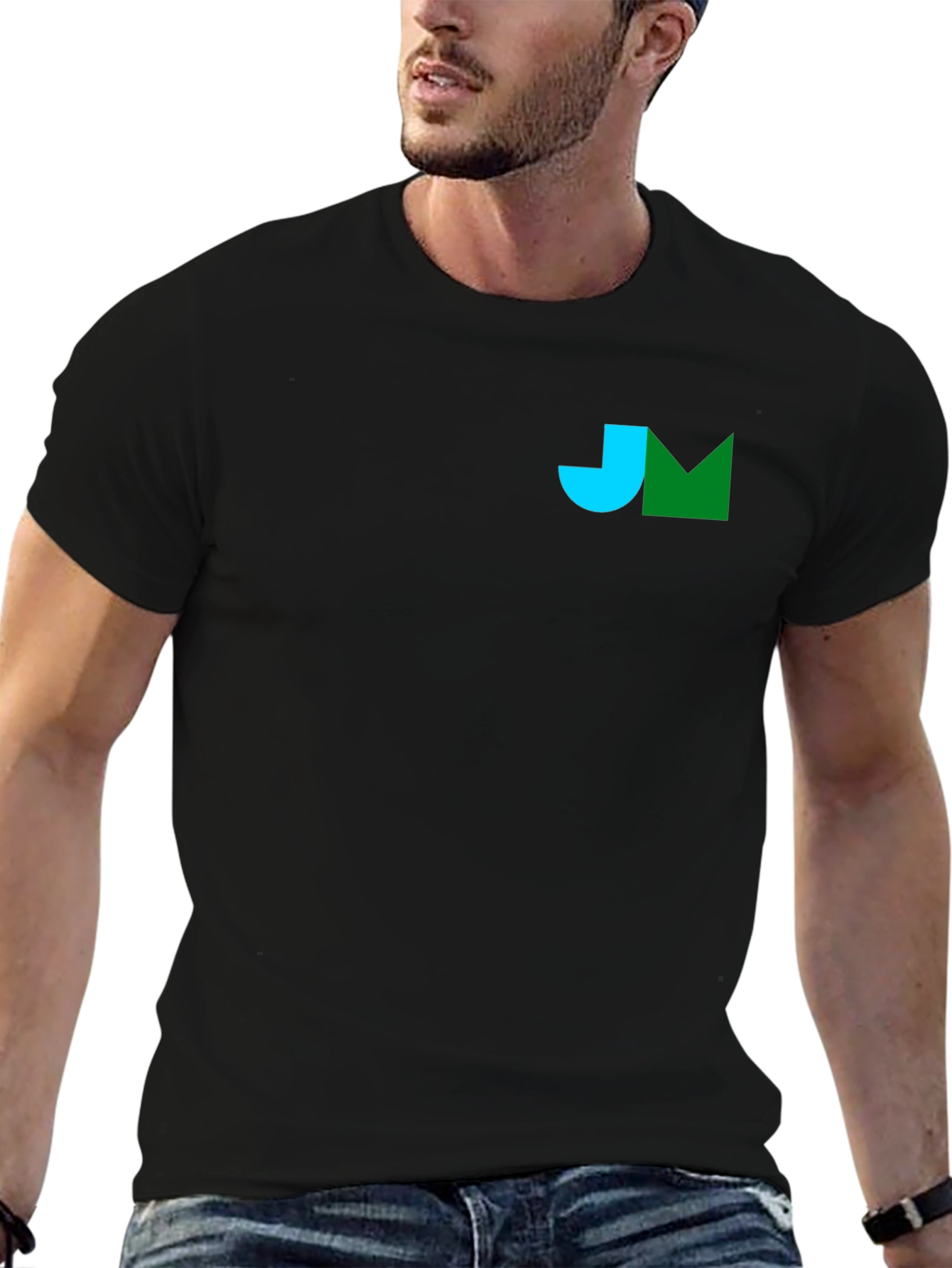 Modern Black T-Shirt with Geometric Logo