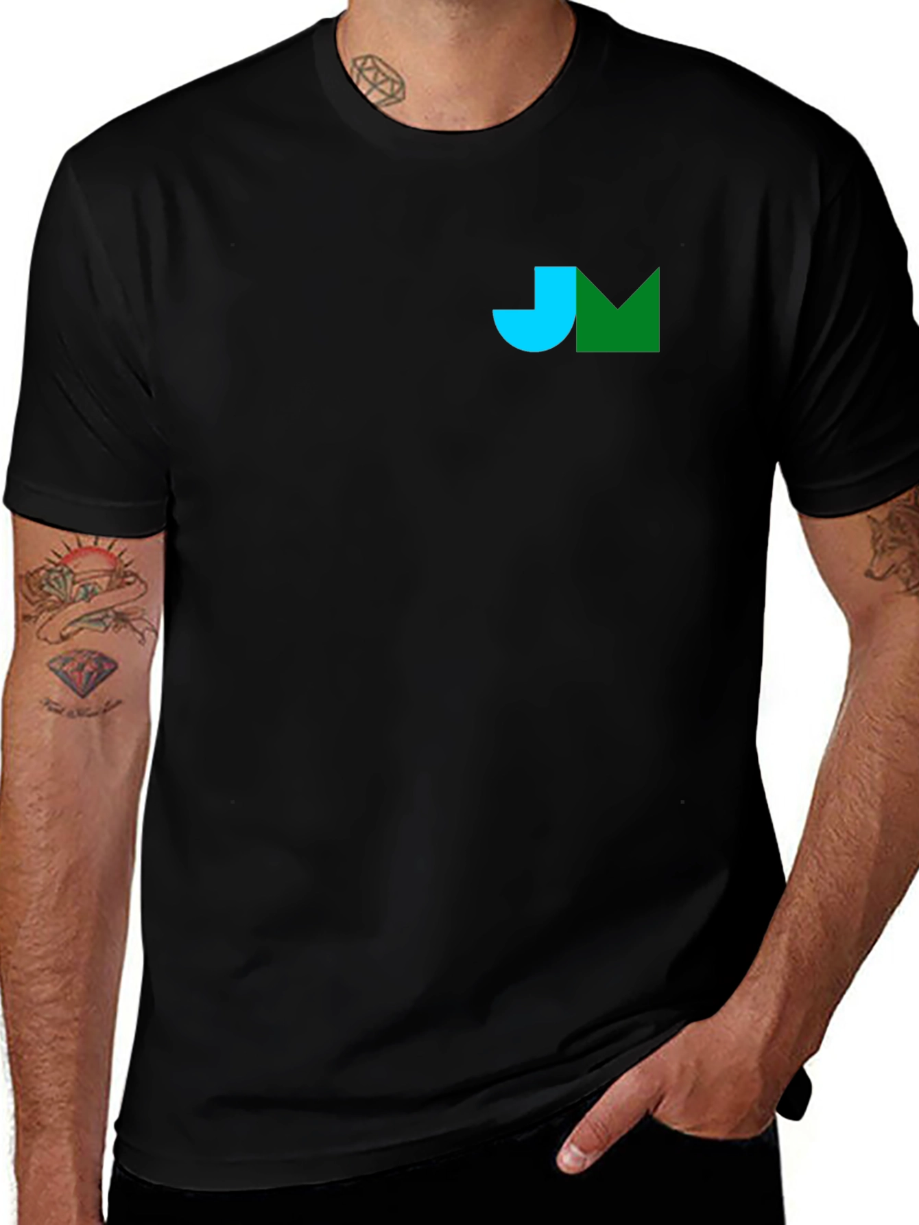 Modern Black T-Shirt with Geometric Logo