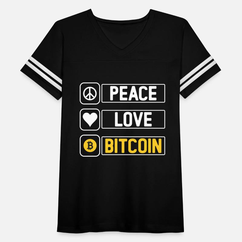 Peace love bitcoin flat contrast texts symbols