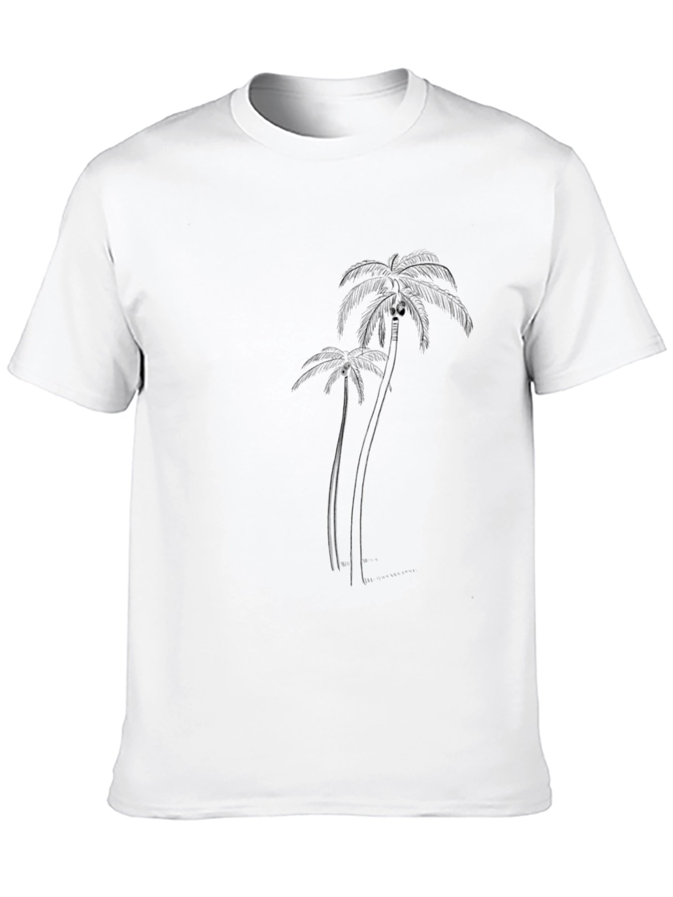 Palm Tree Graphic Tee - Black Cotton T-Shirt