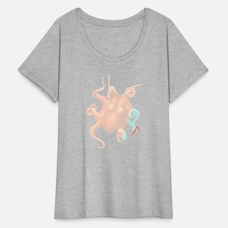 Pink, Blue and Orange Octopus, Sealife, Beach