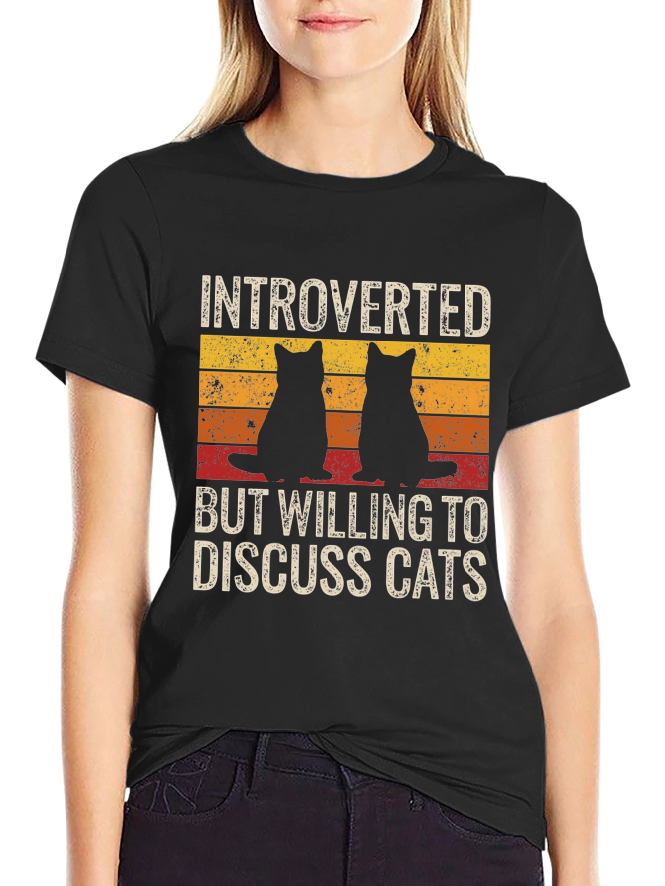 Introverted Cat Lover T-Shirt - Novelty Design