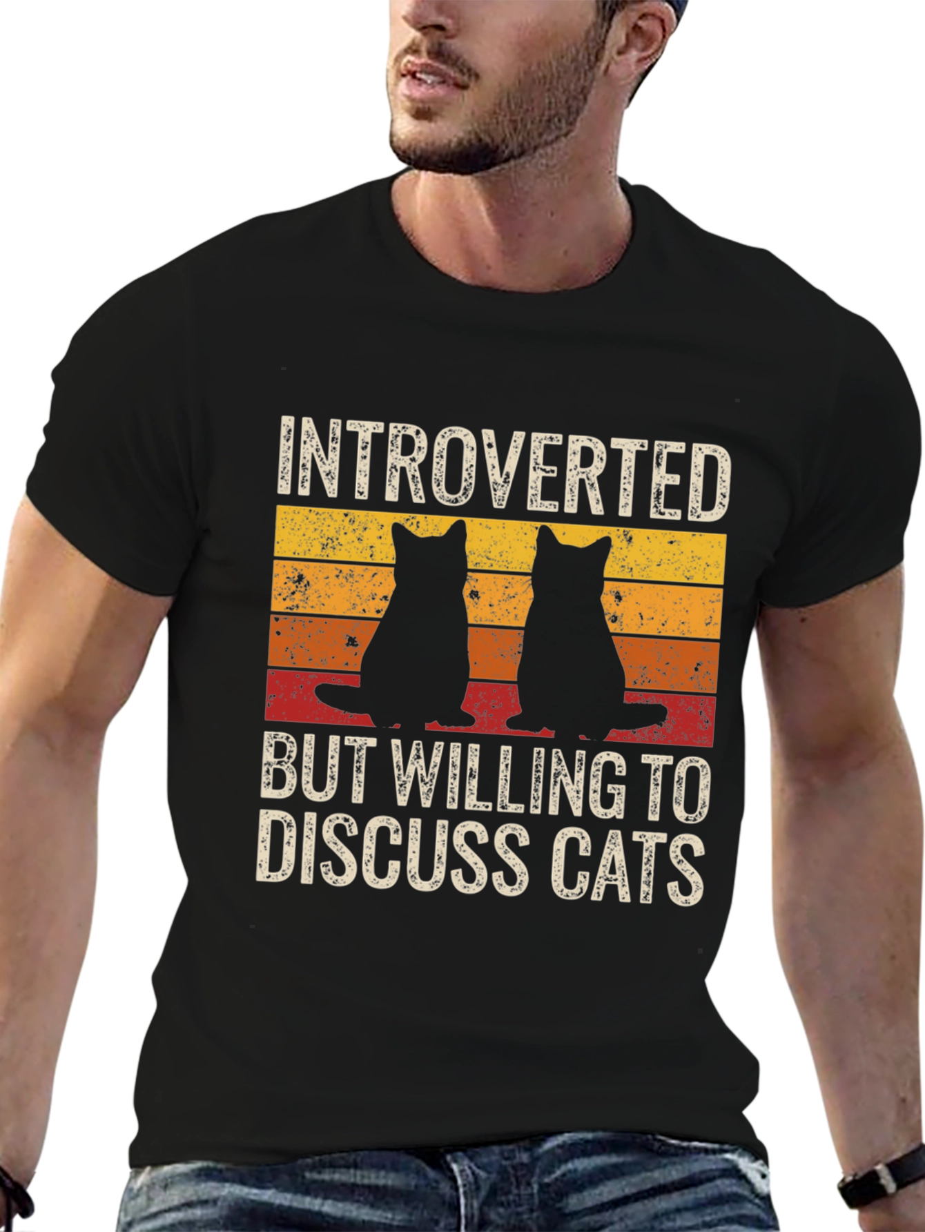 Introverted Cat Lover T-Shirt - Novelty Design