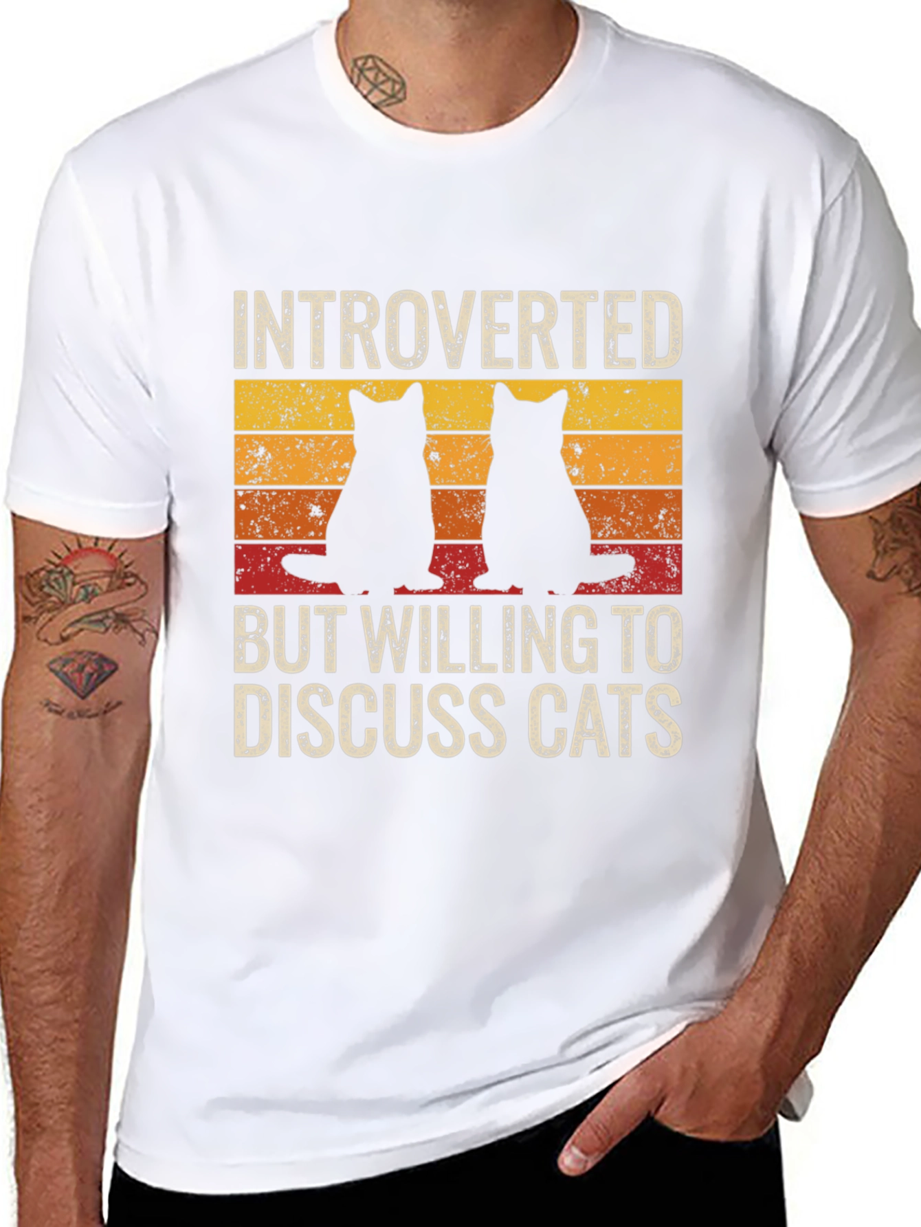 Introverted Cat Lover T-Shirt - Novelty Design