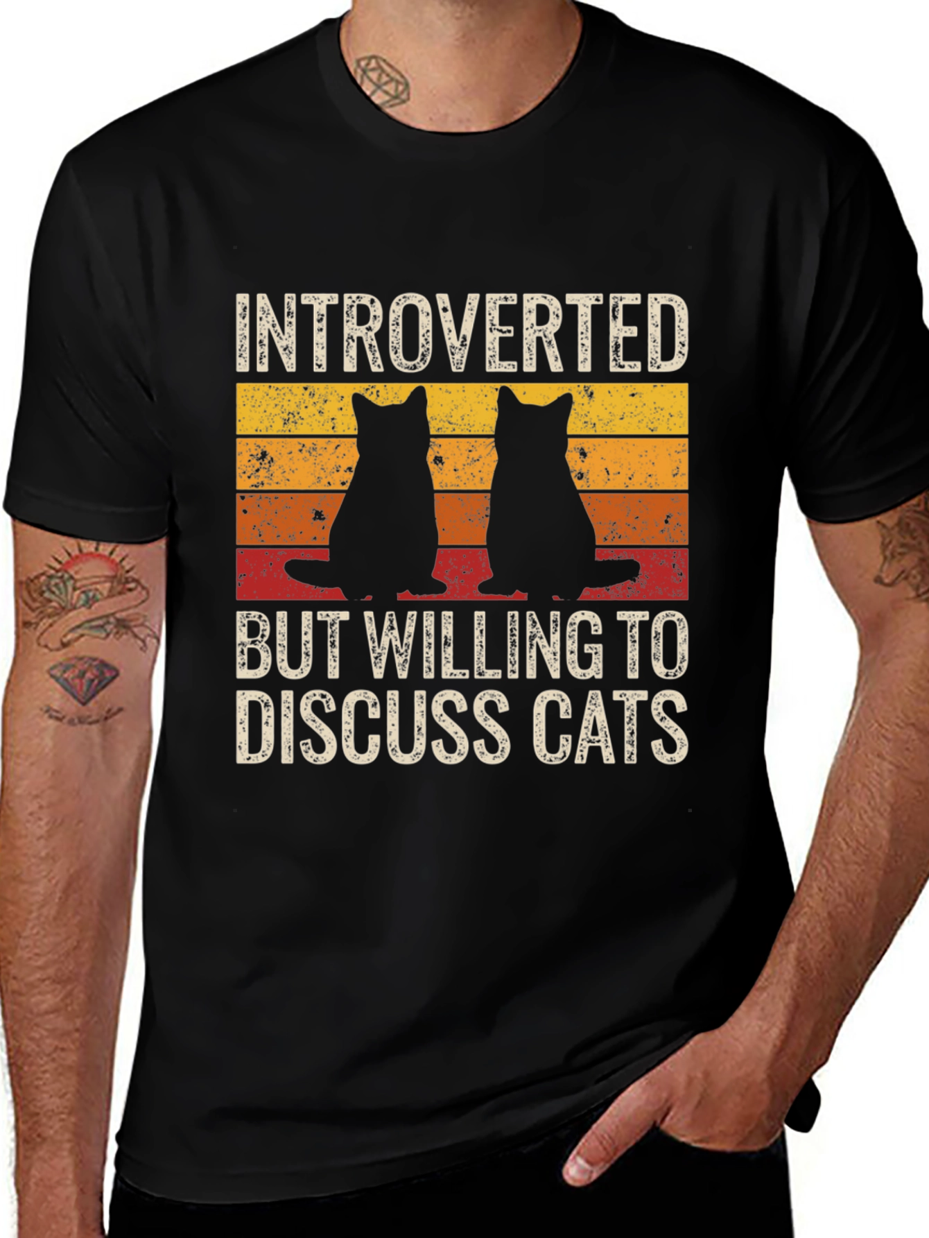 Introverted Cat Lover T-Shirt - Novelty Design