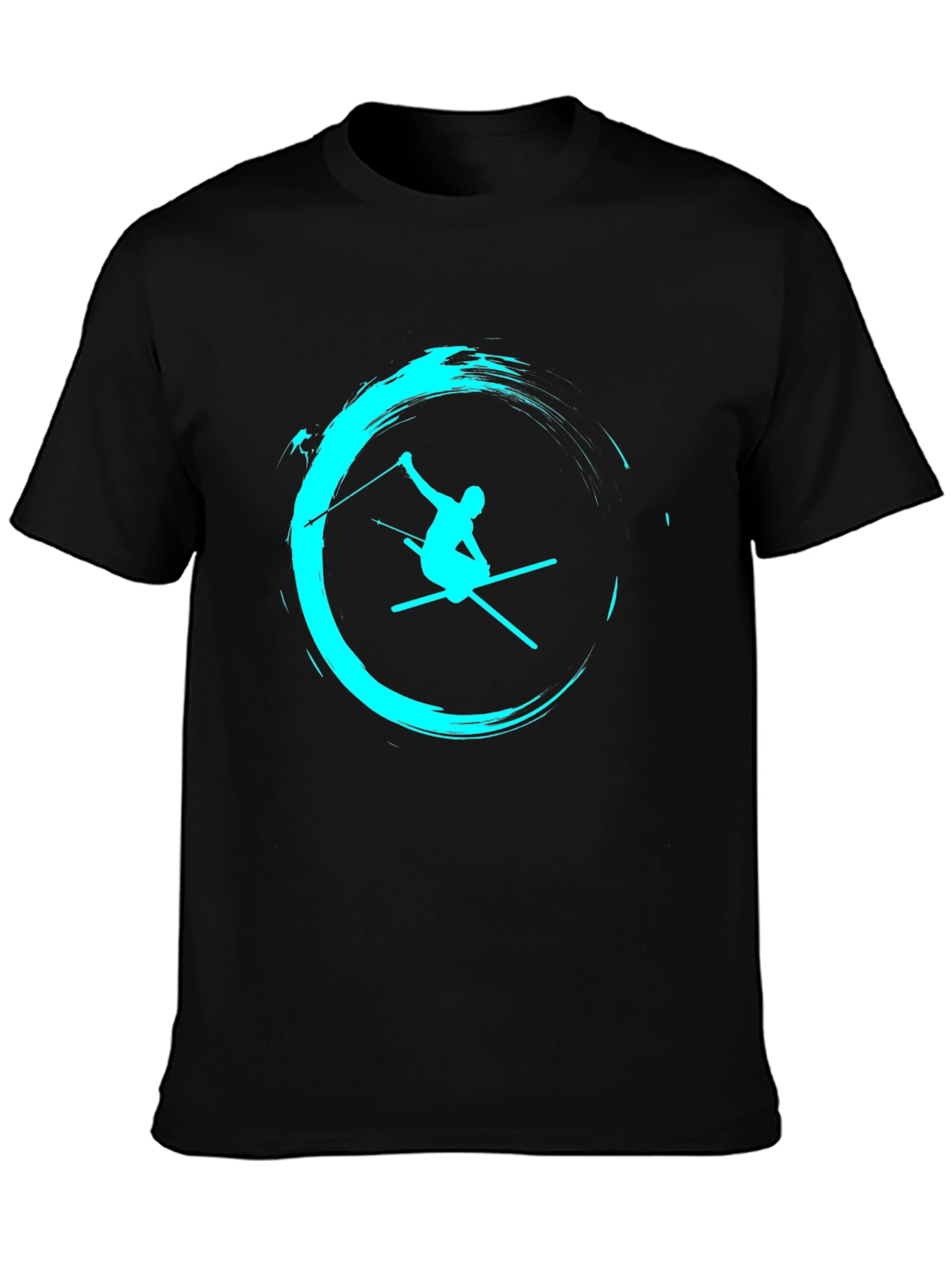 Ski Silhouette Graphic Tee - Black Cotton T-Shirt