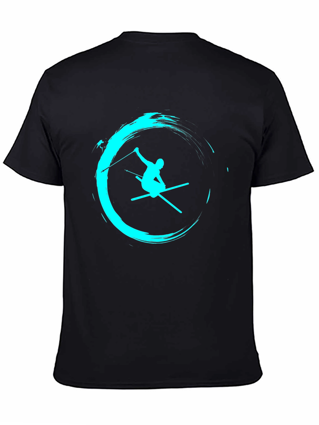 Ski Silhouette Graphic Tee - Black Cotton T-Shirt