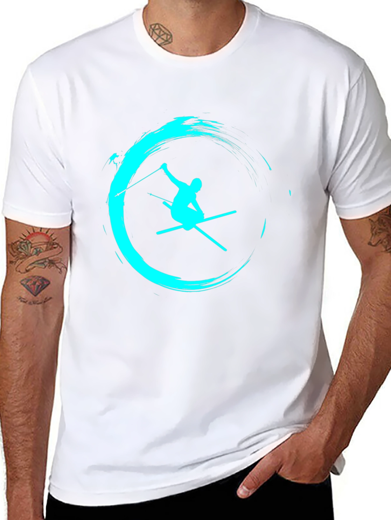 Ski Silhouette Graphic Tee - Black Cotton T-Shirt