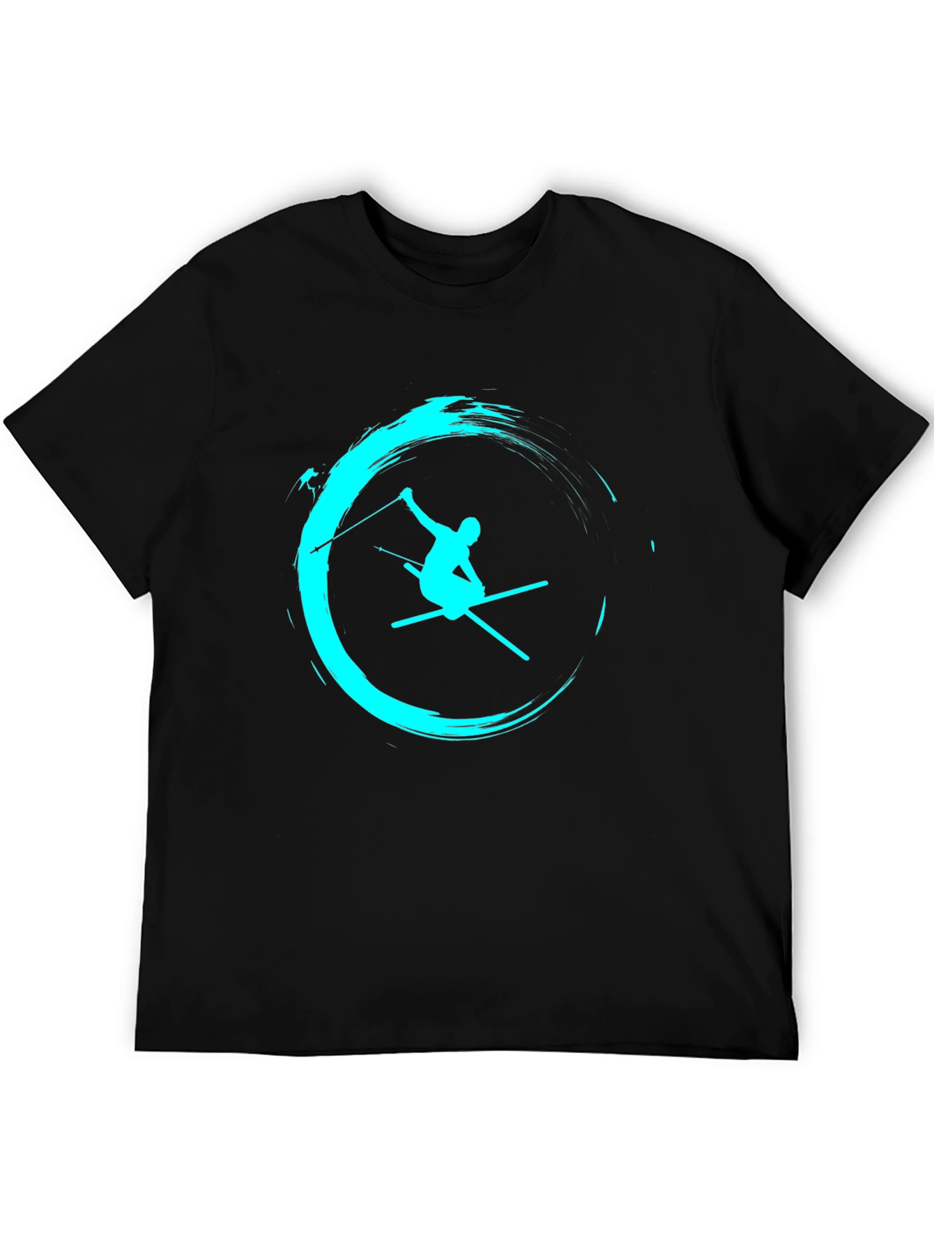 Ski Silhouette Graphic Tee - Black Cotton T-Shirt